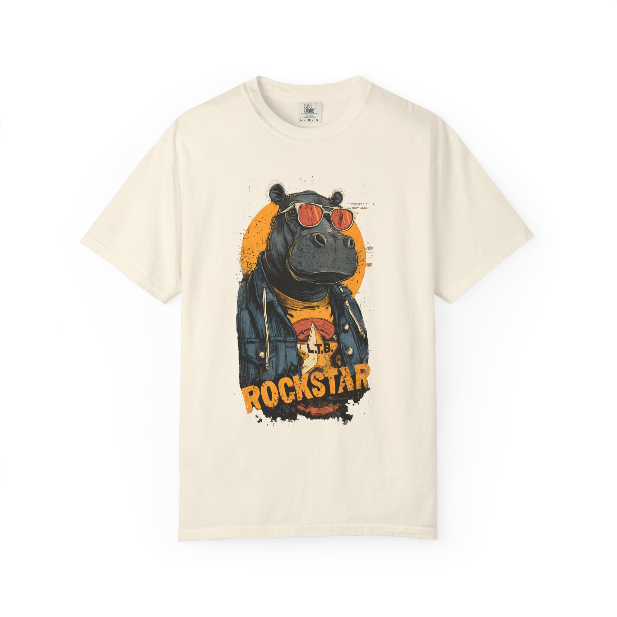 Rockstar Hippo Graphic T-Shirt — Cool Animal Music Tee - Image 4