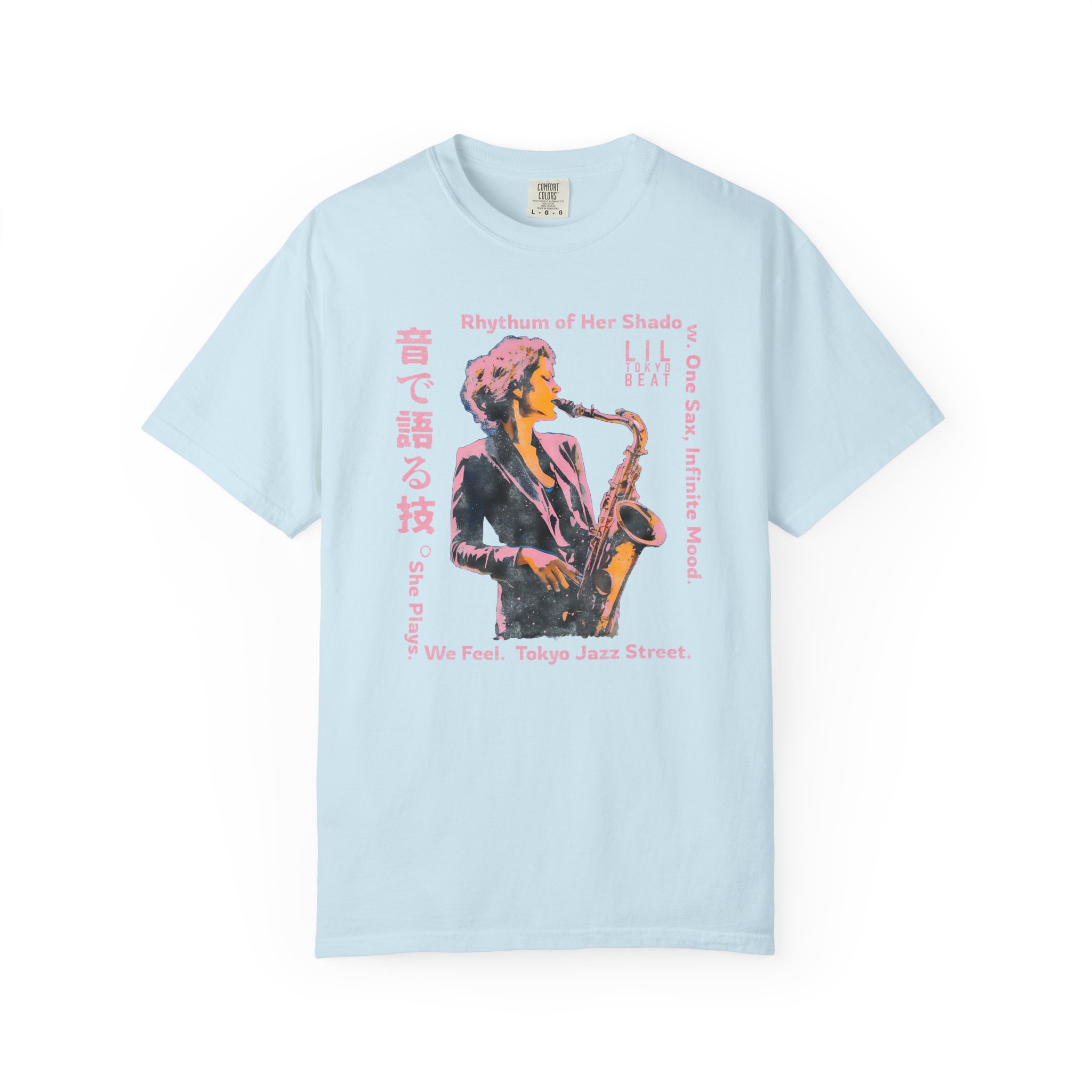 Saxophone Graphic Tee, Unisex Jazz T-shirt, Tokyo Urban Music Shirt, Japanese Design Top, Garment-Dyed Cotton Clothing, t0 - Image 16