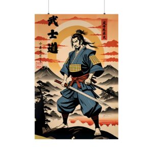 Samurai Art Matte Vertical Posters, Japanese Wall Decor, Vintage Warrior Artwork, Home Office Aesthetic, Martial Arts Gift