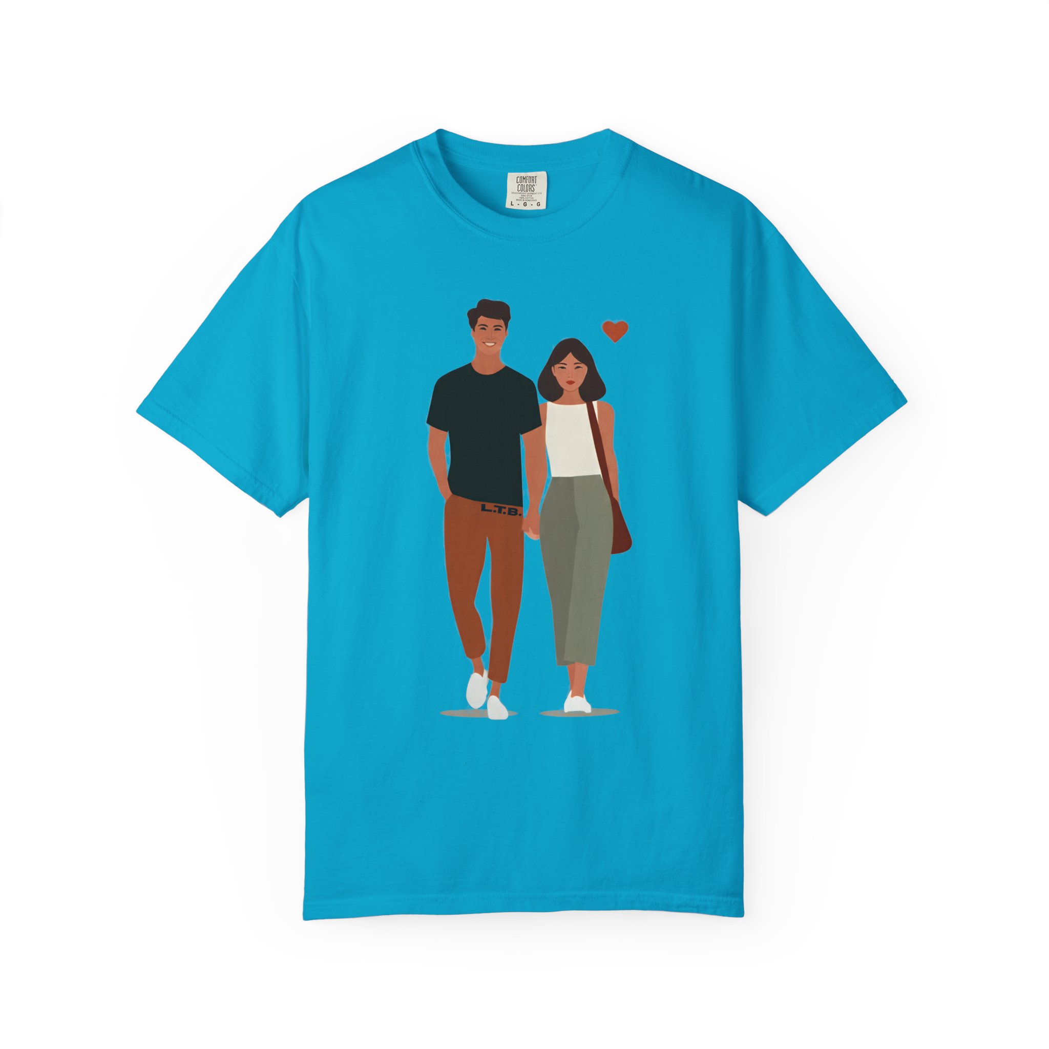 Couple Walking Illustration T-Shirt — Minimal Romantic Valentine Tee for Couples & Date Nights - Image 8
