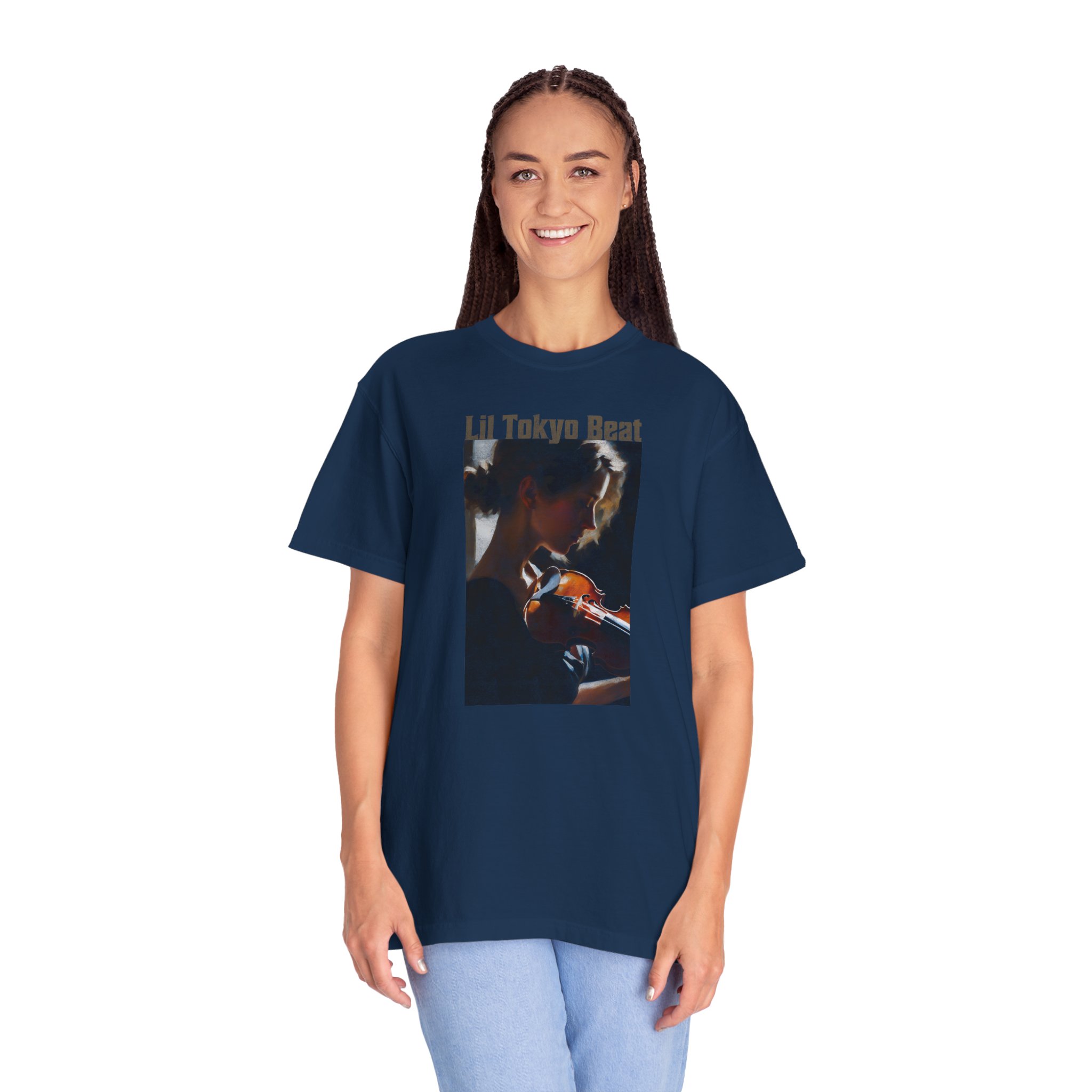 Lil Tokyo Beat Violin Art Tee, grunge Rust Color t-shirts, Emotional Music-Inspired Streetwear, Everyday Wear, t0 - Image 12