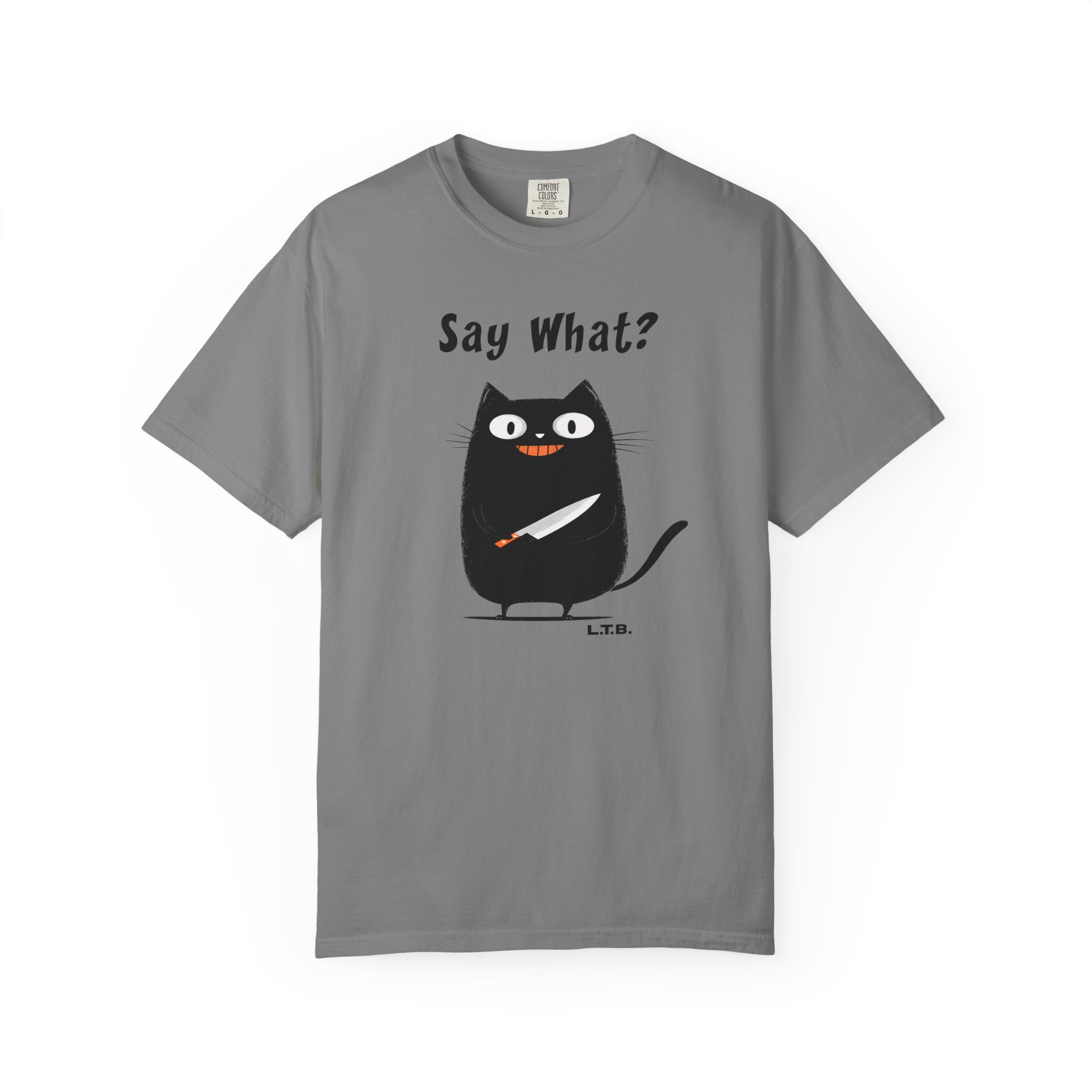 Black Cat with Knife T-Shirt — "Say What?" Funny Halloween Cat Tee - Image 4