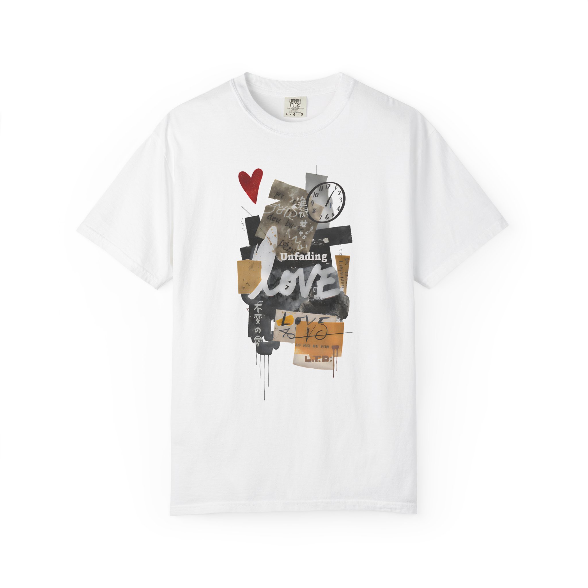 Unfading Love T-Shirt – Artistic Collage Graphic Tee