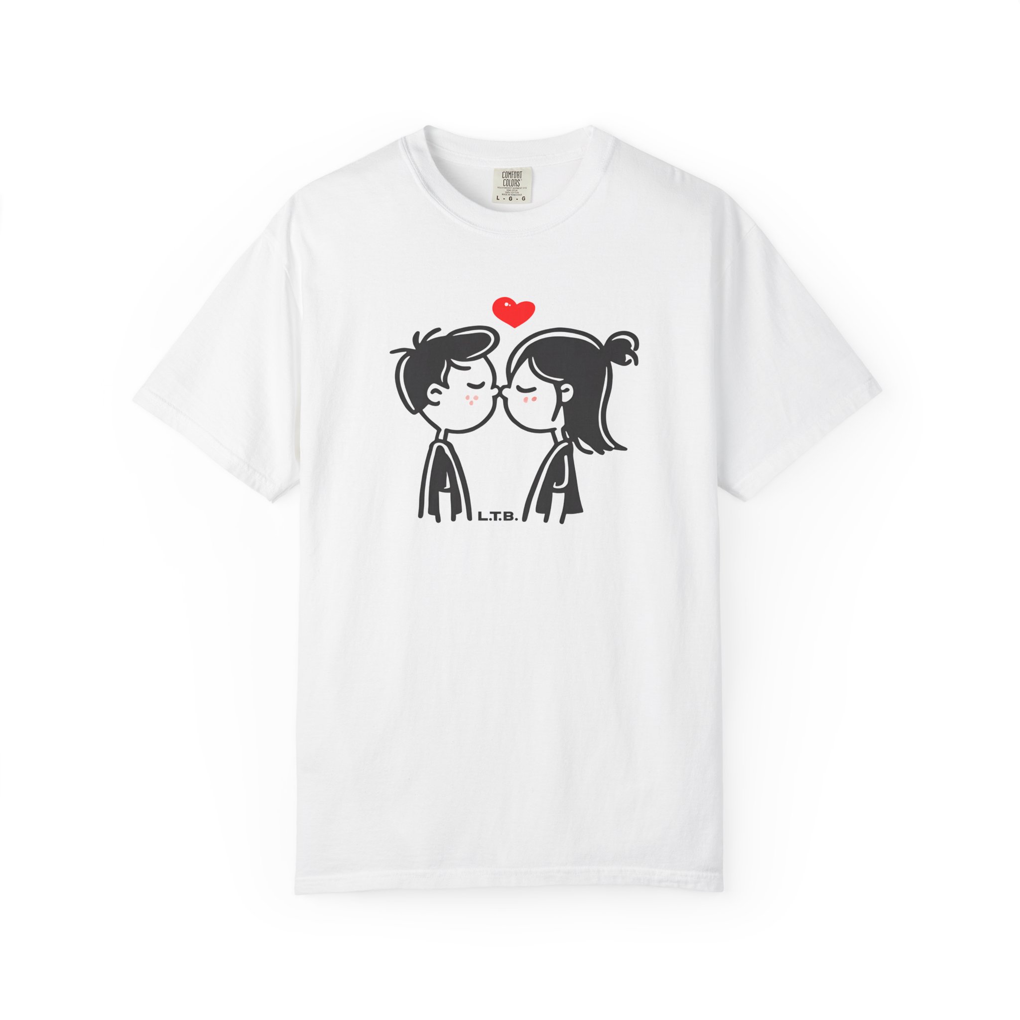 Cute Couple Near Kiss T-Shirt – Minimal Valentine Love Graphic Tee