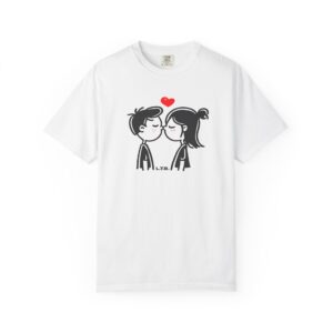 Cute Couple Near Kiss T-Shirt – Minimal Valentine Love Graphic Tee