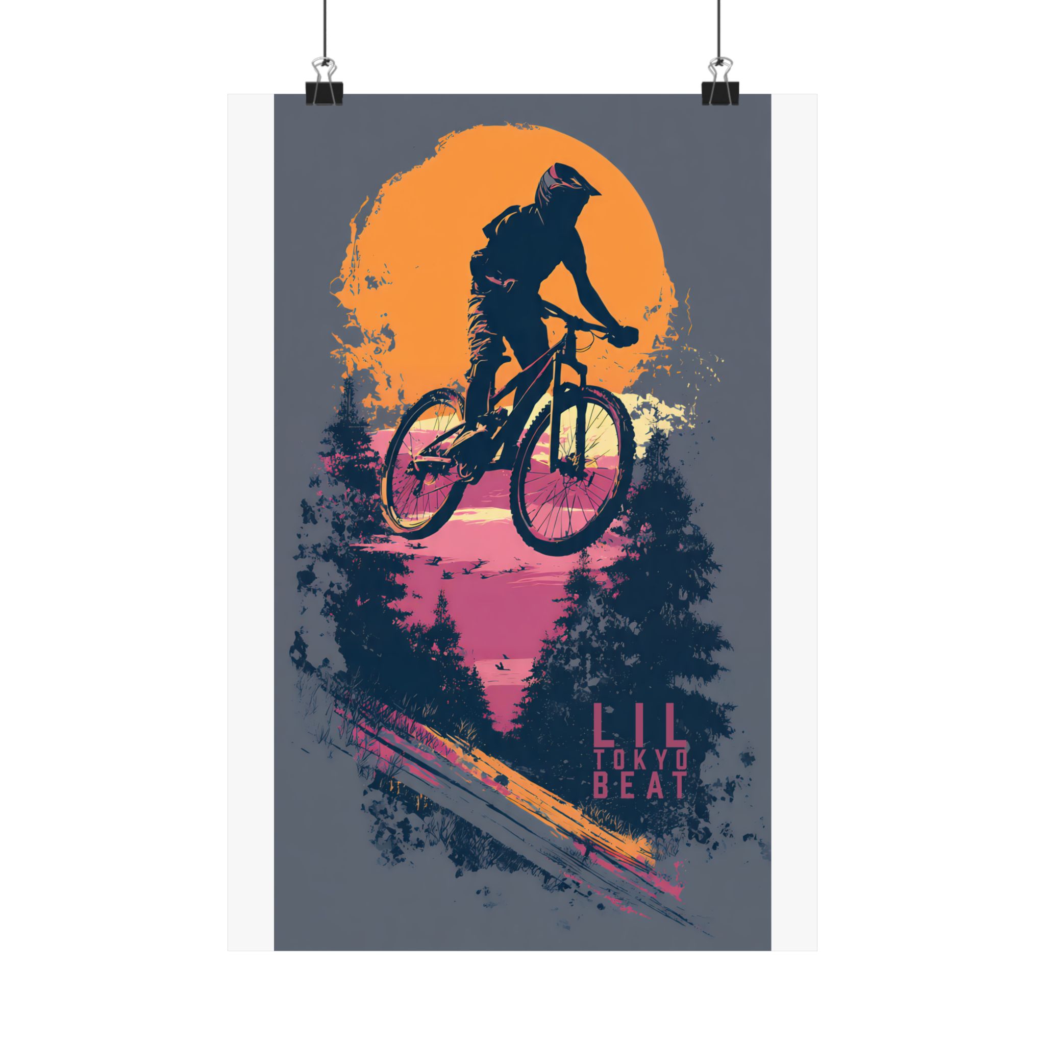 Mountain Bike Matte Sunset Poster | Neon Urban Sports Wall Art - Image 5