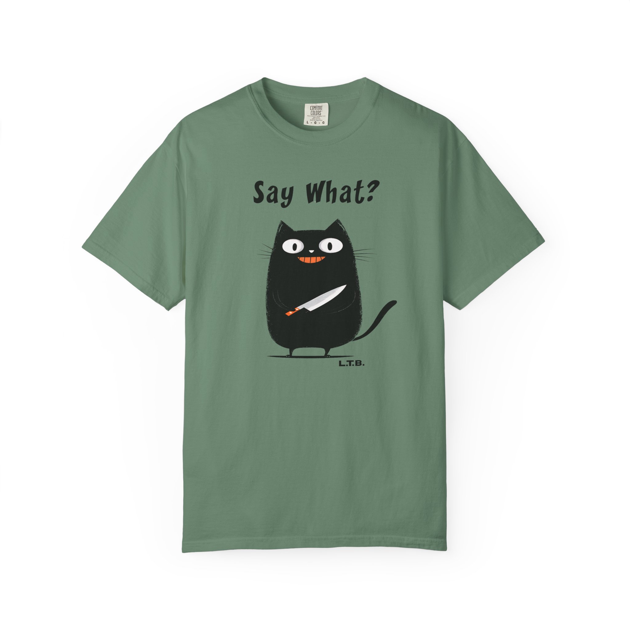 Black Cat with Knife T-Shirt — "Say What?" Funny Halloween Cat Tee - Image 6