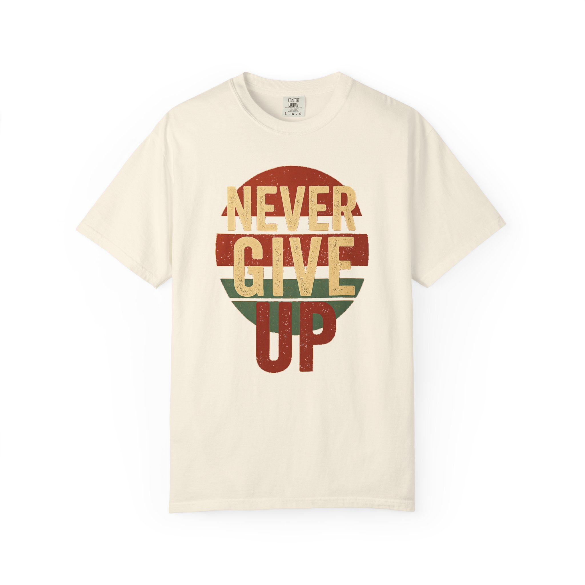 Never Give Up T-Shirt — Vintage Striped Motivational Tee - Image 4