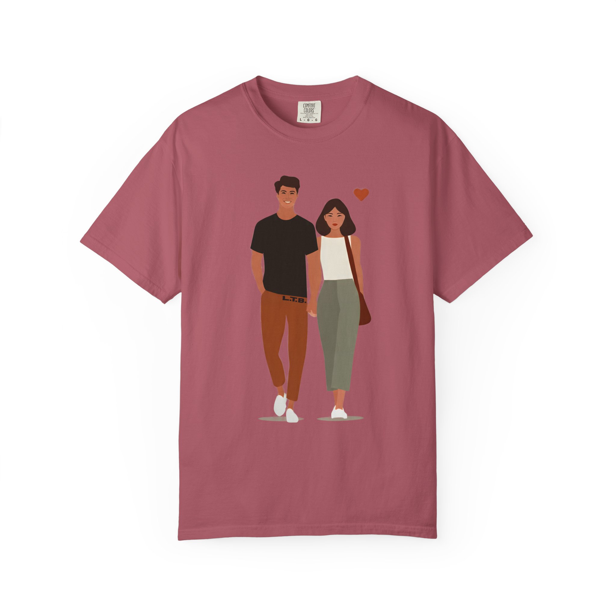 Couple Walking Illustration T-Shirt — Minimal Romantic Valentine Tee for Couples & Date Nights - Image 14