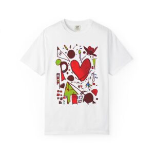 Abstract Heart Art T‑Shirt — Colorful Love Graphic Tee for Valentine’s Day