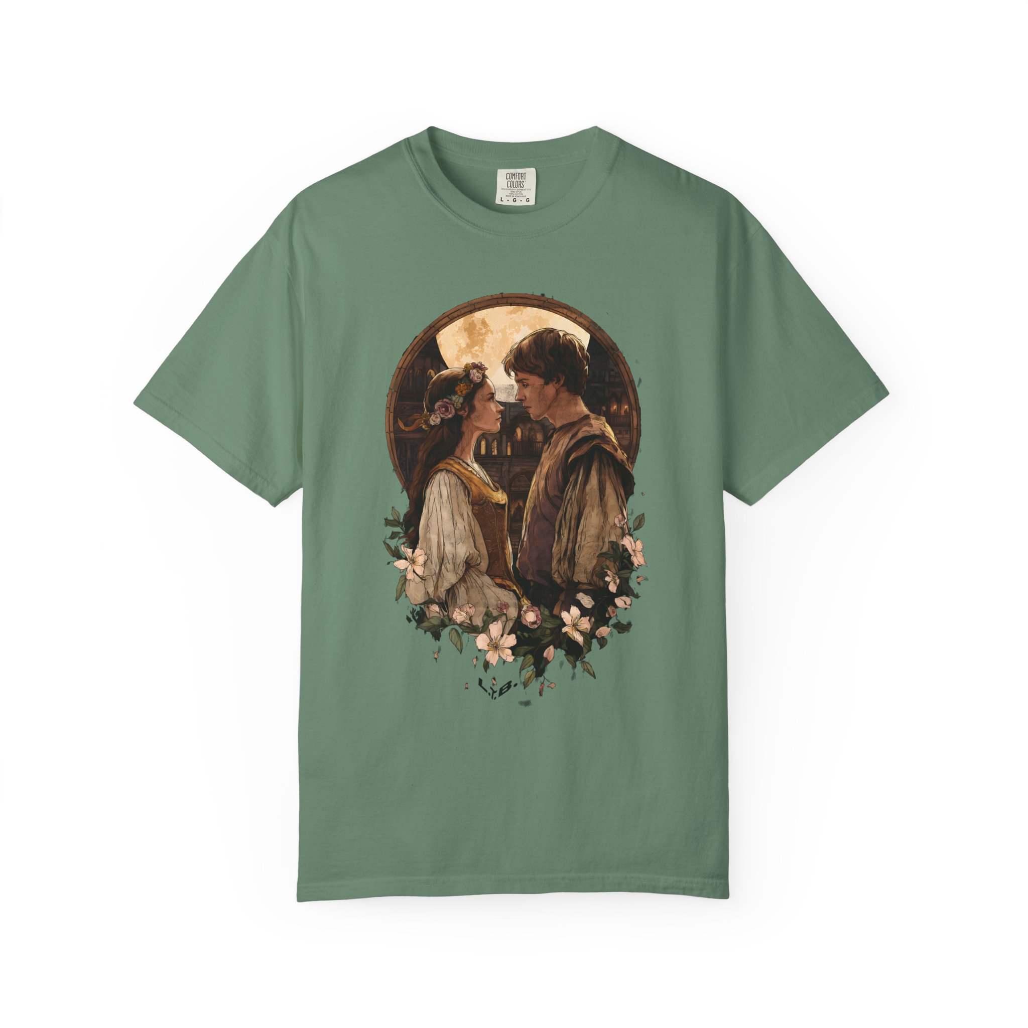 Vintage Romantic Art T-Shirt — Classic Lovers Portrait Valentine Tee - Image 5
