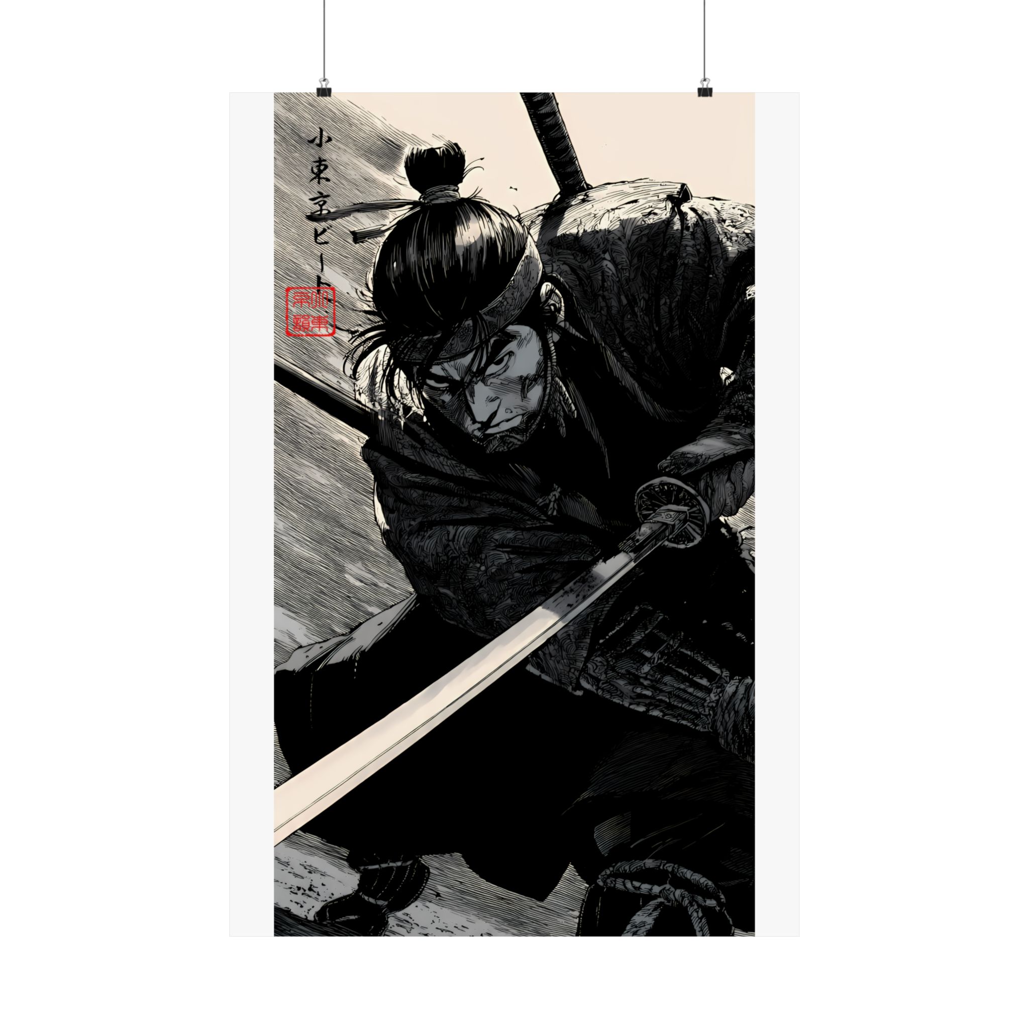 Samurai Warrior Matte Vertical Poster — Japanese Ink Brush Art Print - Image 12
