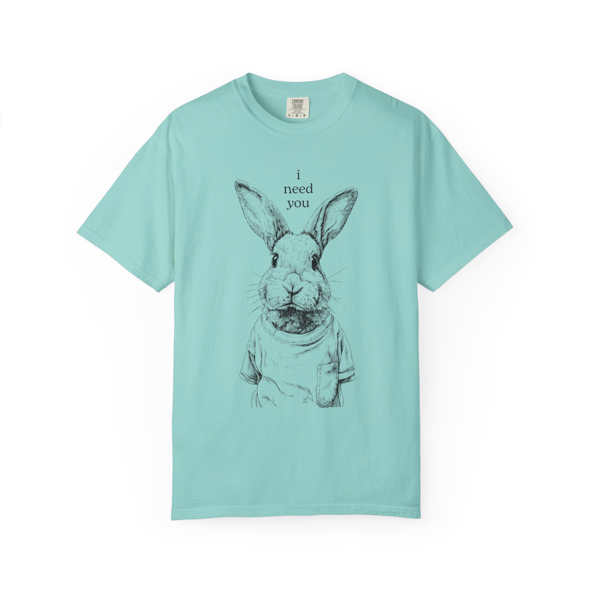 Rabbit Line Art T-Shirt — "I Need You" Quiet Emotional Design Tee, Valentine Gift Idea - Image 6