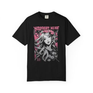 Midnight Muse Gothic Anime T-Shirt – Dark Floral Girl Art Tee by LilTokyoBeat
