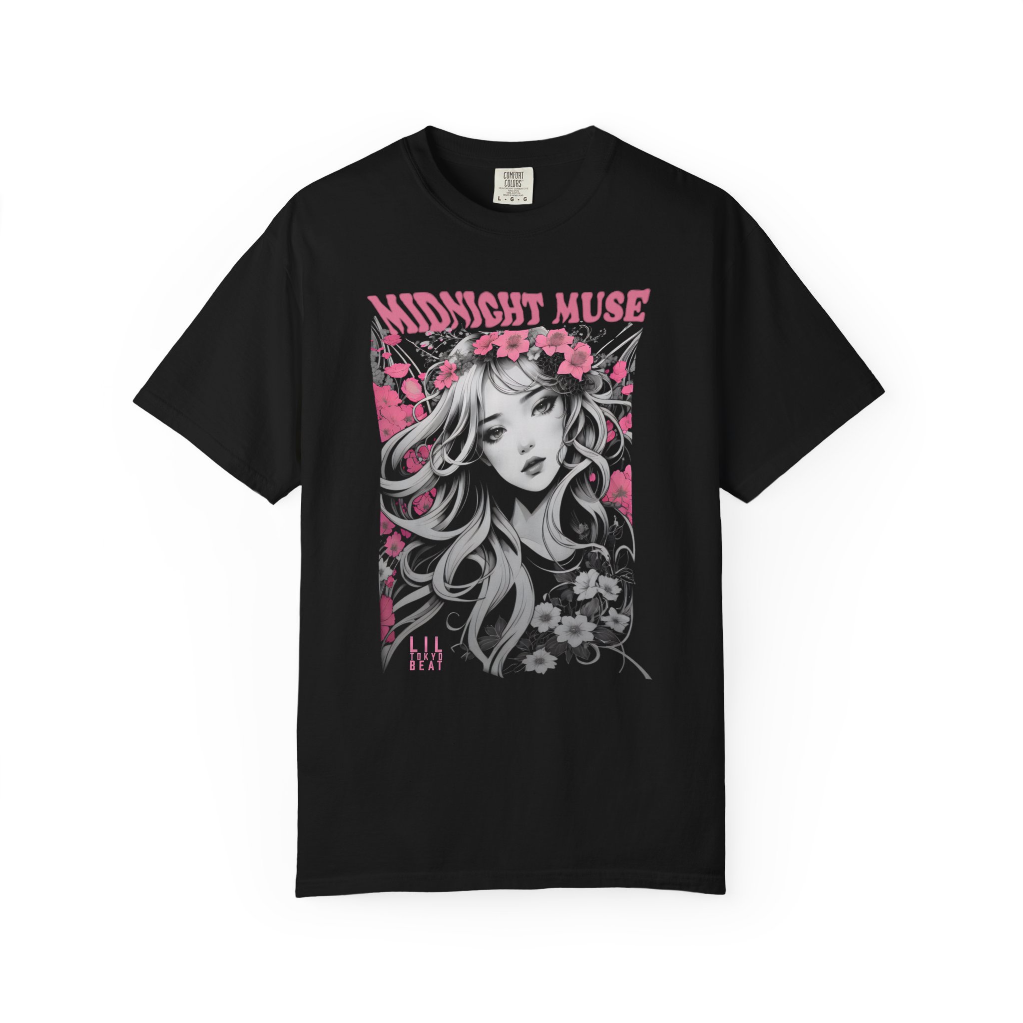 Midnight Muse Gothic Anime T-Shirt – Dark Floral Girl Art Tee by LilTokyoBeat