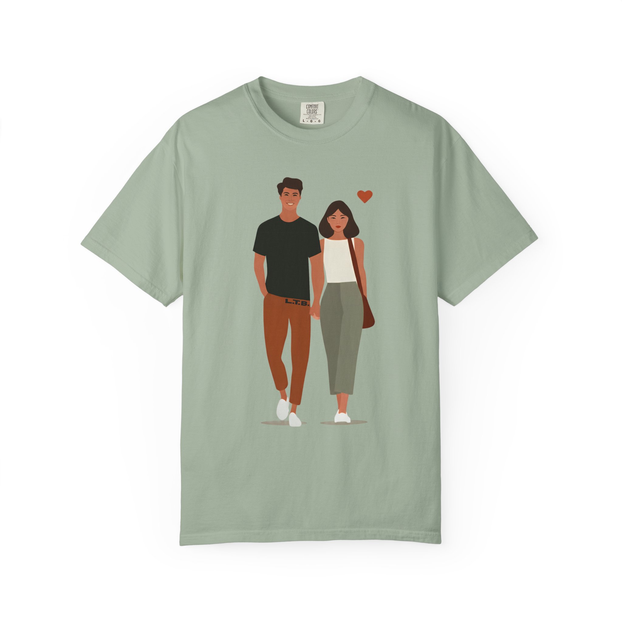 Couple Walking Illustration T-Shirt — Minimal Romantic Valentine Tee for Couples & Date Nights - Image 5