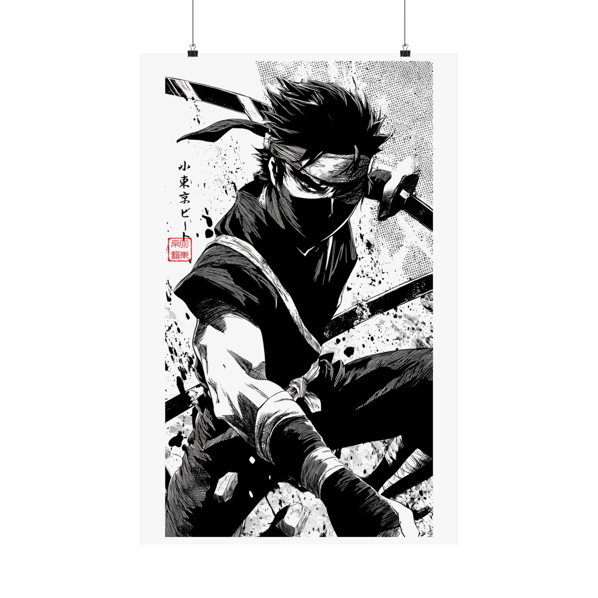 Ninja Black & White Matte Vertical Poster — Japanese Warrior Art Print - Image 10