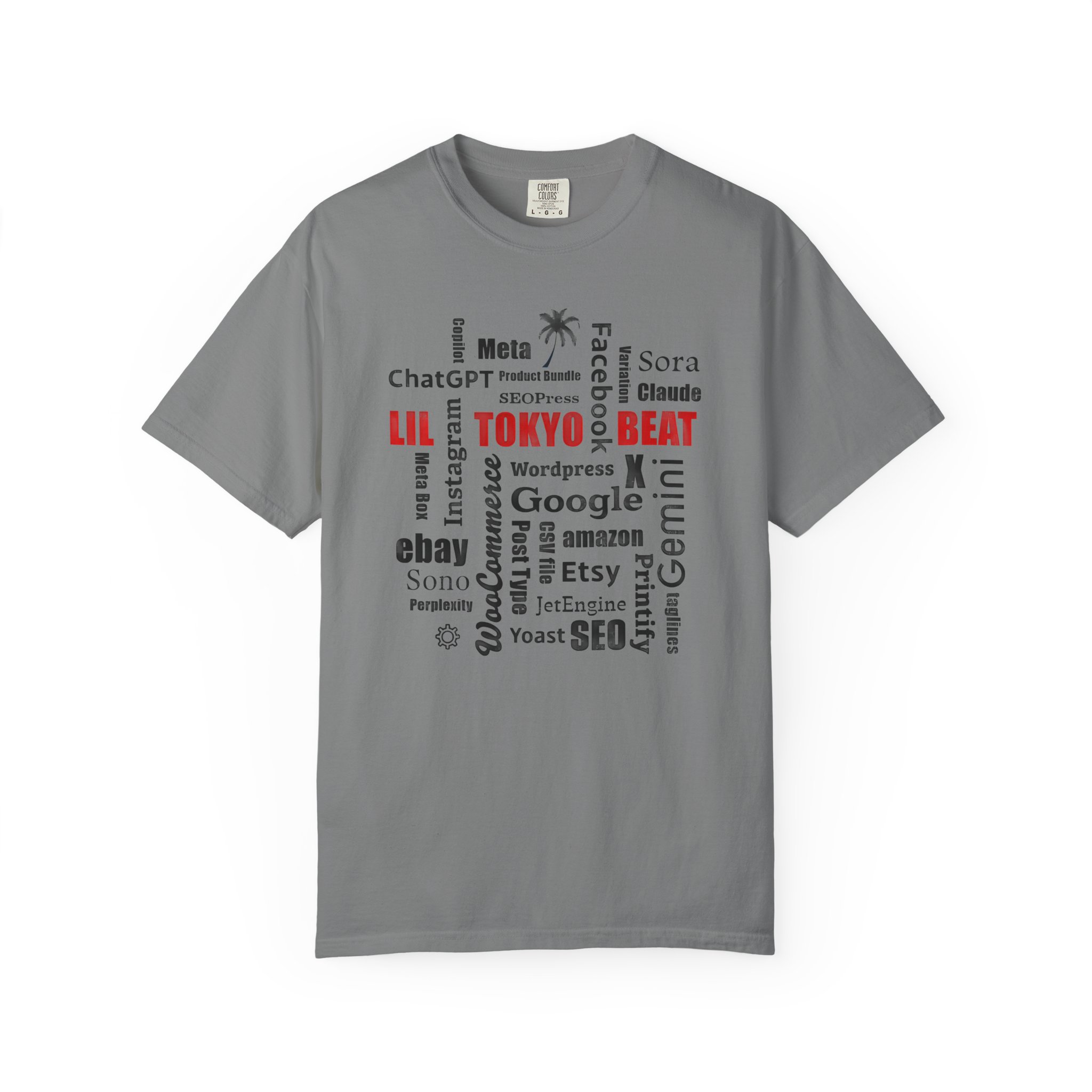 Tokyo Beat Word Cloud T-Shirt — Tech & SEO Graphic Tee, Letter Black - Image 5