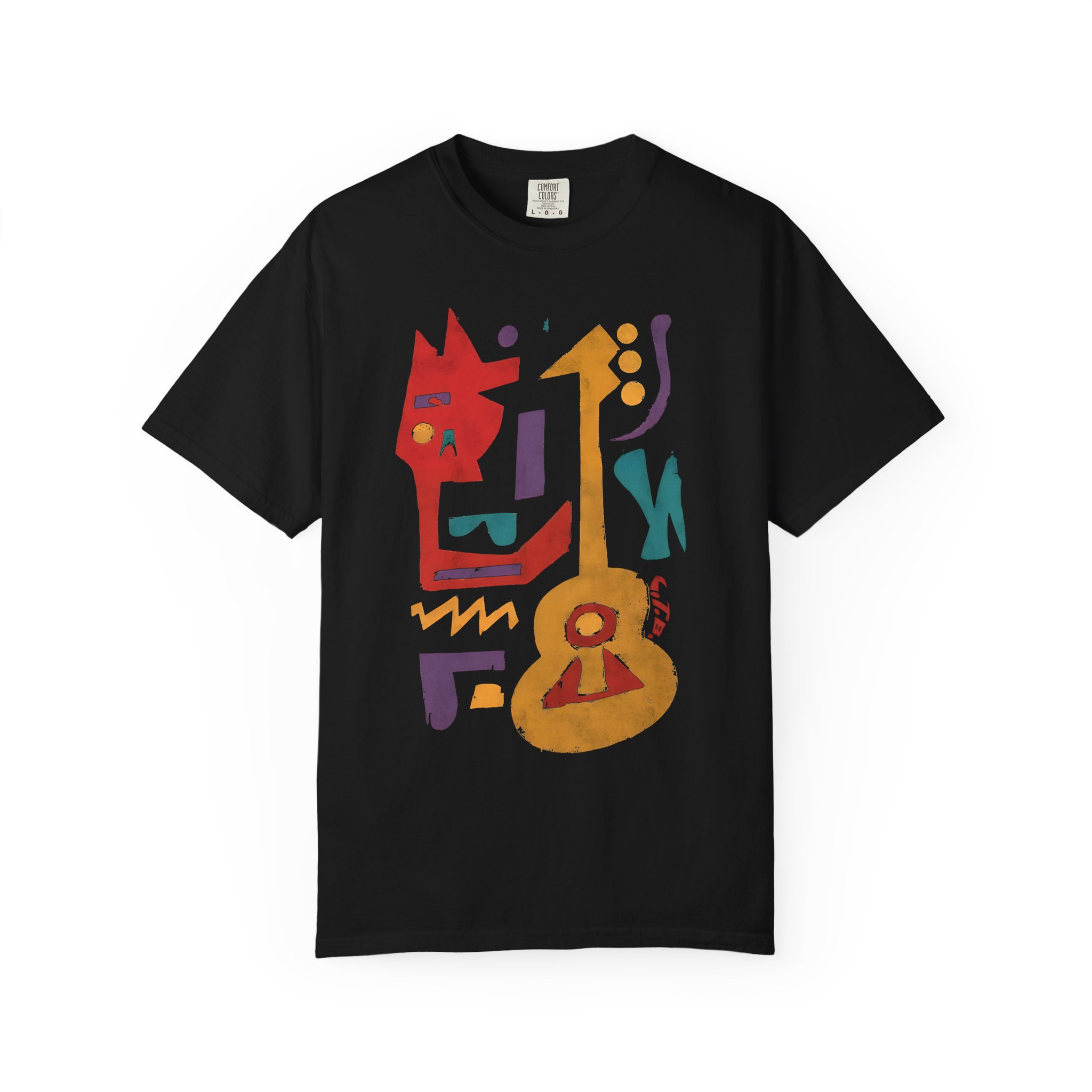 Colorful Guitar Abstract Music T-Shirt — Vibrant Guitar-Inspired Graphic Tee - Image 9
