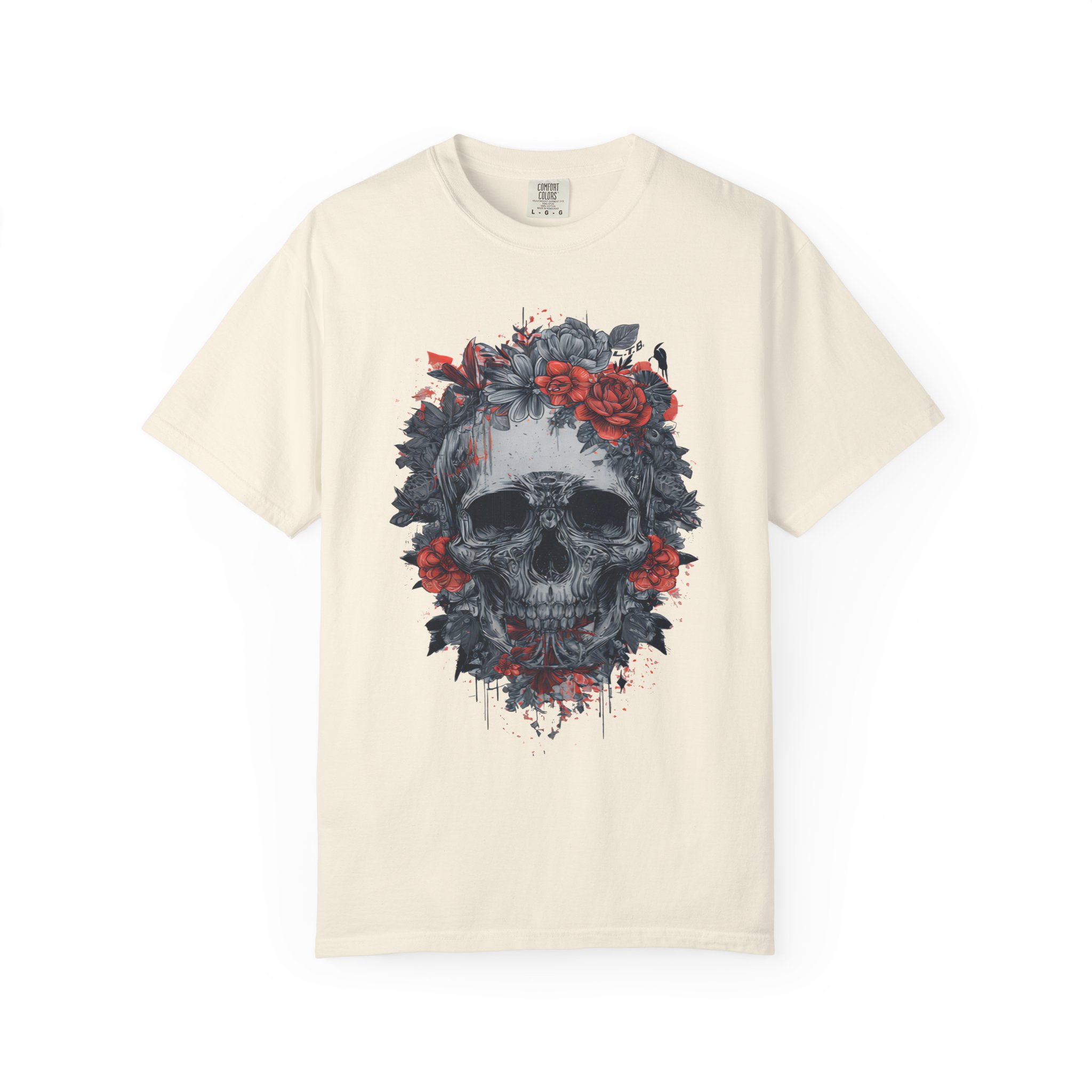 Red Rose Skull T-Shirt | Gothic Floral Streetwear Graphic Tee - Image 12