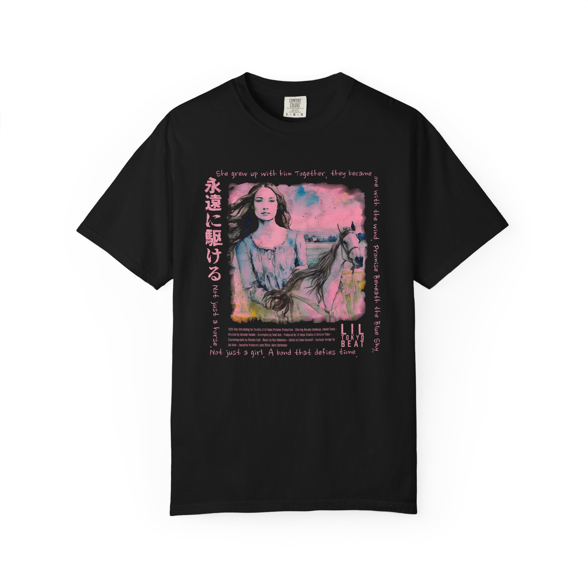 Blue Sky Bond T-Shirt | Girl & Horse Cinematic Japanese Art Tee