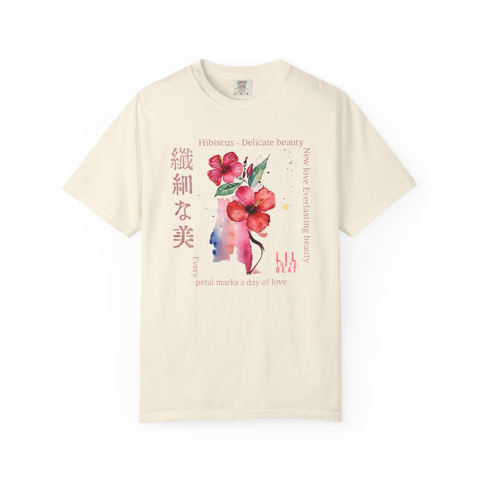 Hibiscus Delicate Beauty T-Shirt | Floral Japanese Poetic Streetwear Tee - Image 13