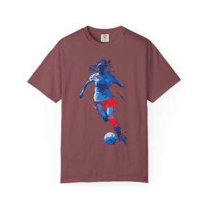 Women’s Soccer Player T-Shirt – Dynamic Football Street Art Graphic Tee