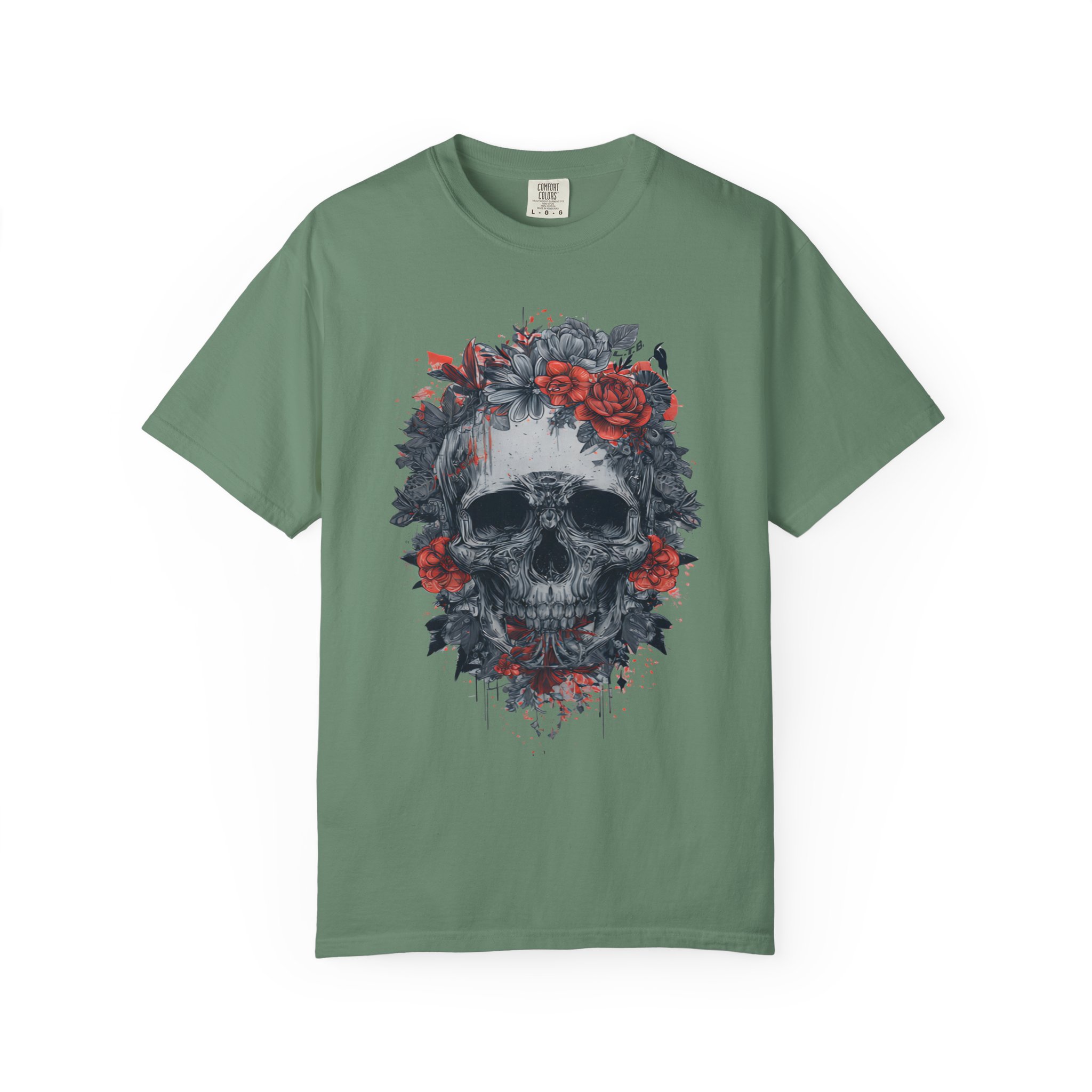 Red Rose Skull T-Shirt | Gothic Floral Streetwear Graphic Tee - Image 13