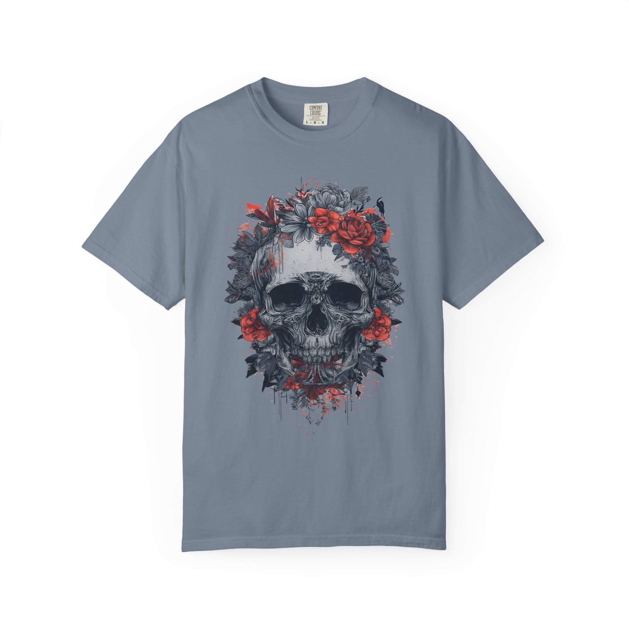 Red Rose Skull T-Shirt | Gothic Floral Streetwear Graphic Tee - Image 7