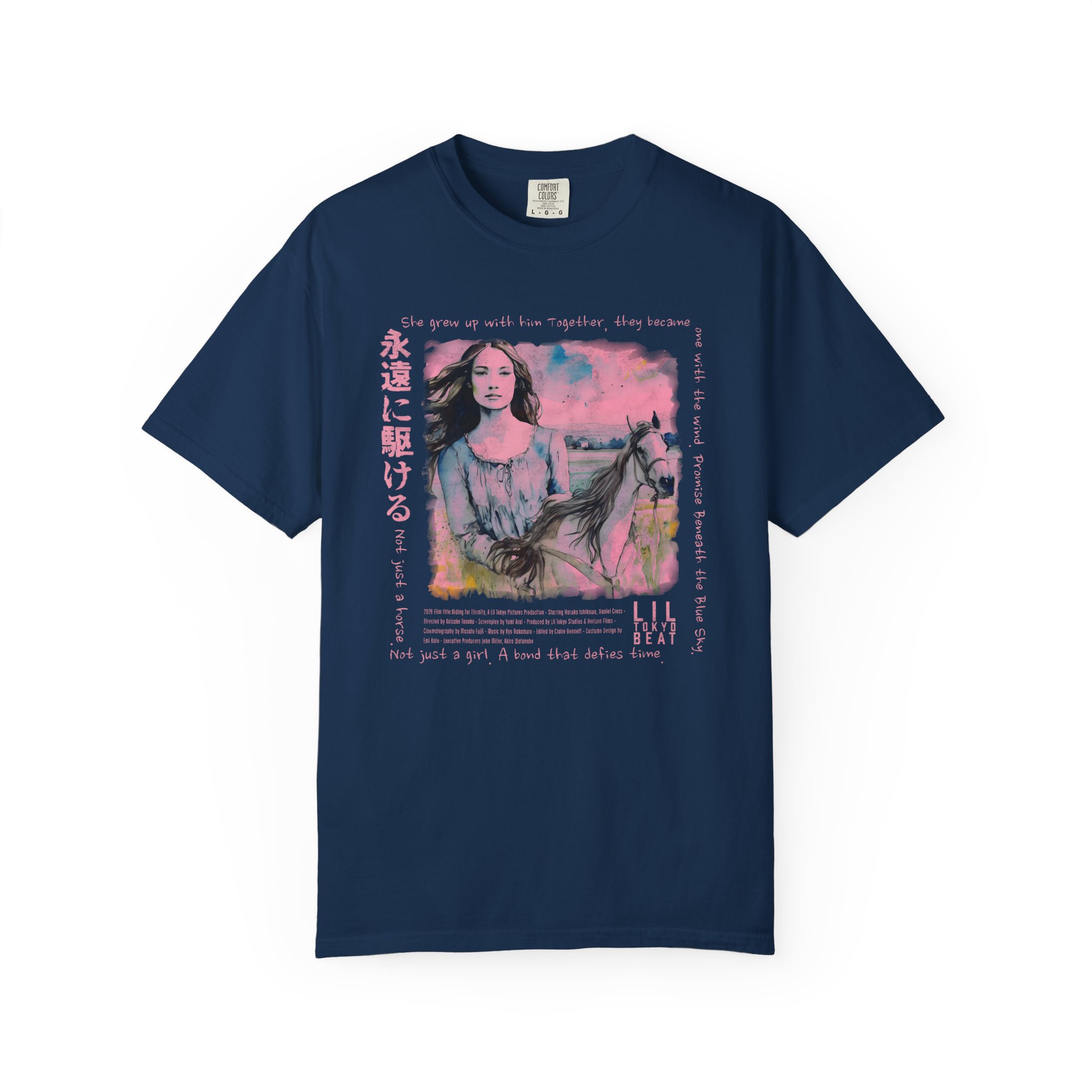 Blue Sky Bond T-Shirt | Girl & Horse Cinematic Japanese Art Tee - Image 3