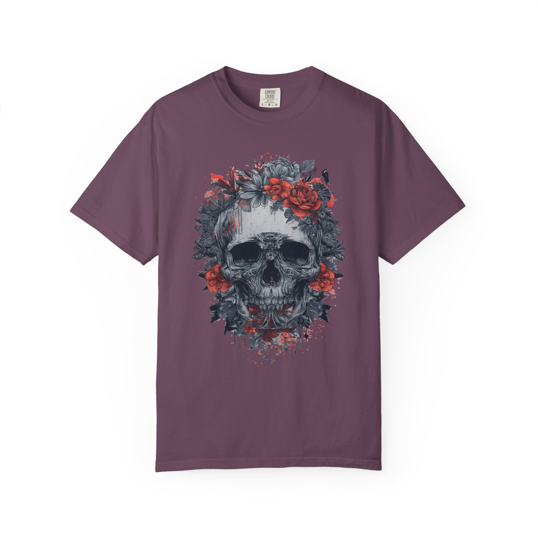 Red Rose Skull T-Shirt | Gothic Floral Streetwear Graphic Tee - Image 6