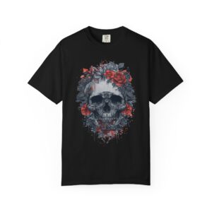 Red Rose Skull T-Shirt | Gothic Floral Streetwear Graphic Tee