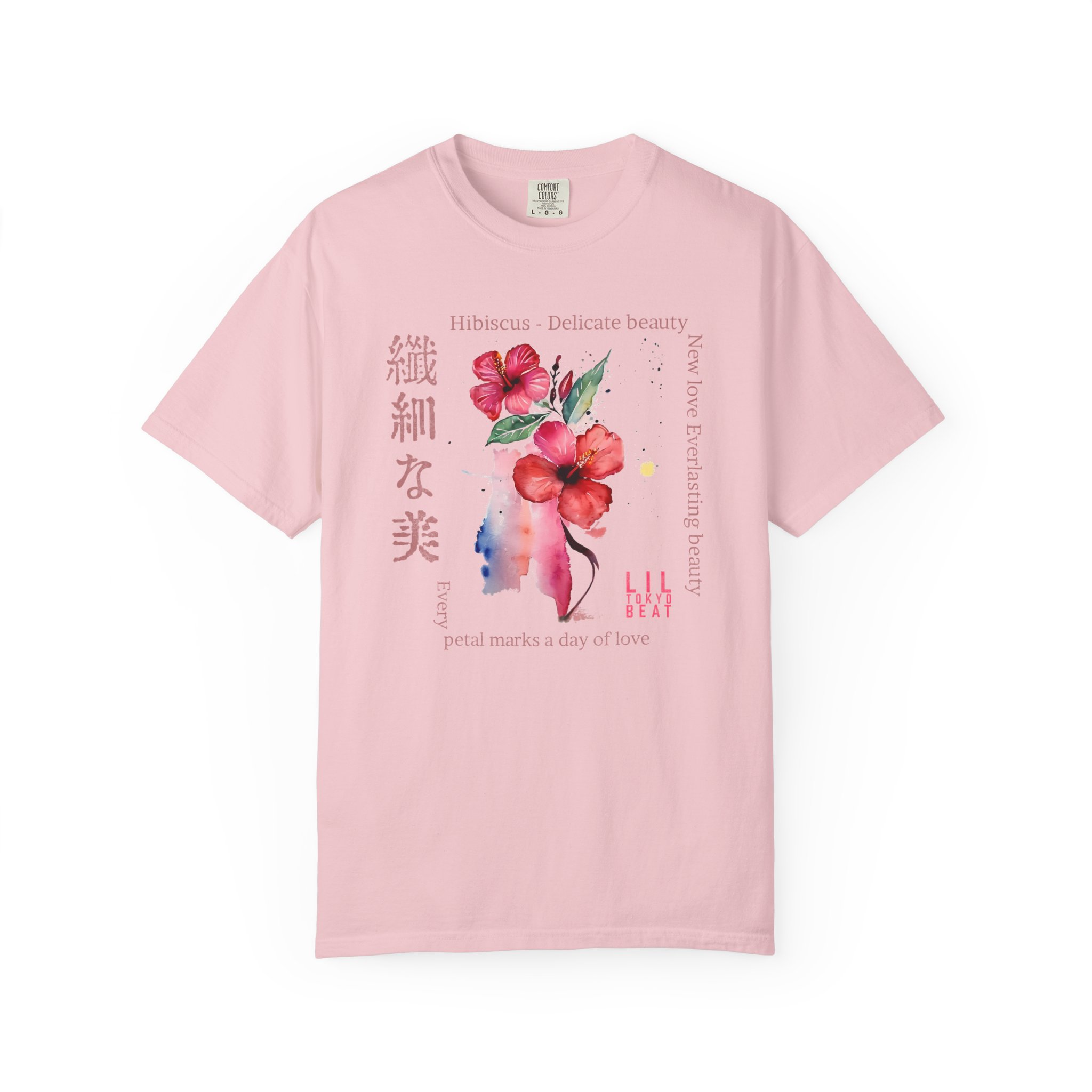 Hibiscus Delicate Beauty T-Shirt | Floral Japanese Poetic Streetwear Tee - Image 3