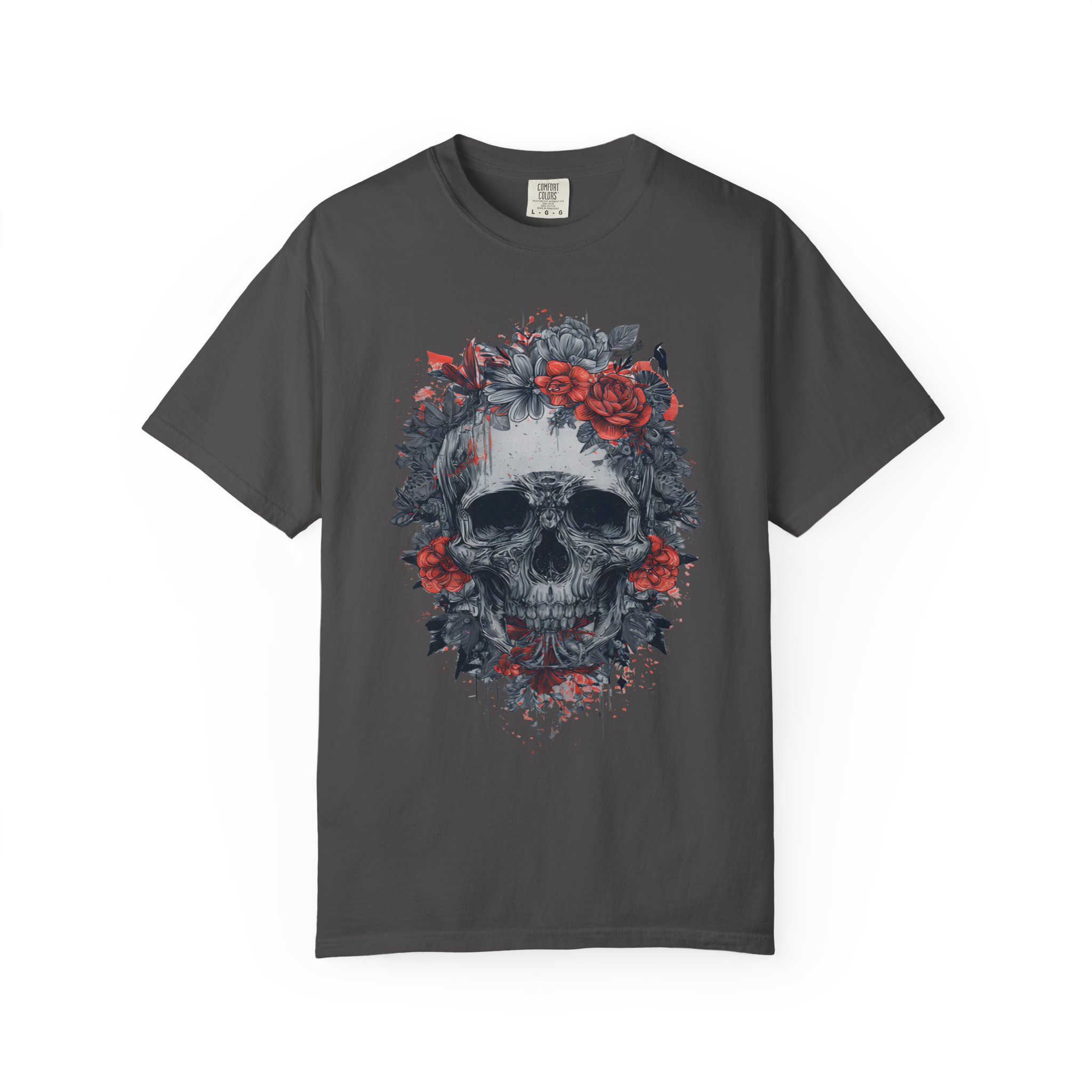 Red Rose Skull T-Shirt | Gothic Floral Streetwear Graphic Tee - Image 10