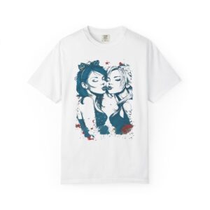 Playful Girls Graphic Portrait T-Shirt | Pop Art Air Kiss Streetwear Tee