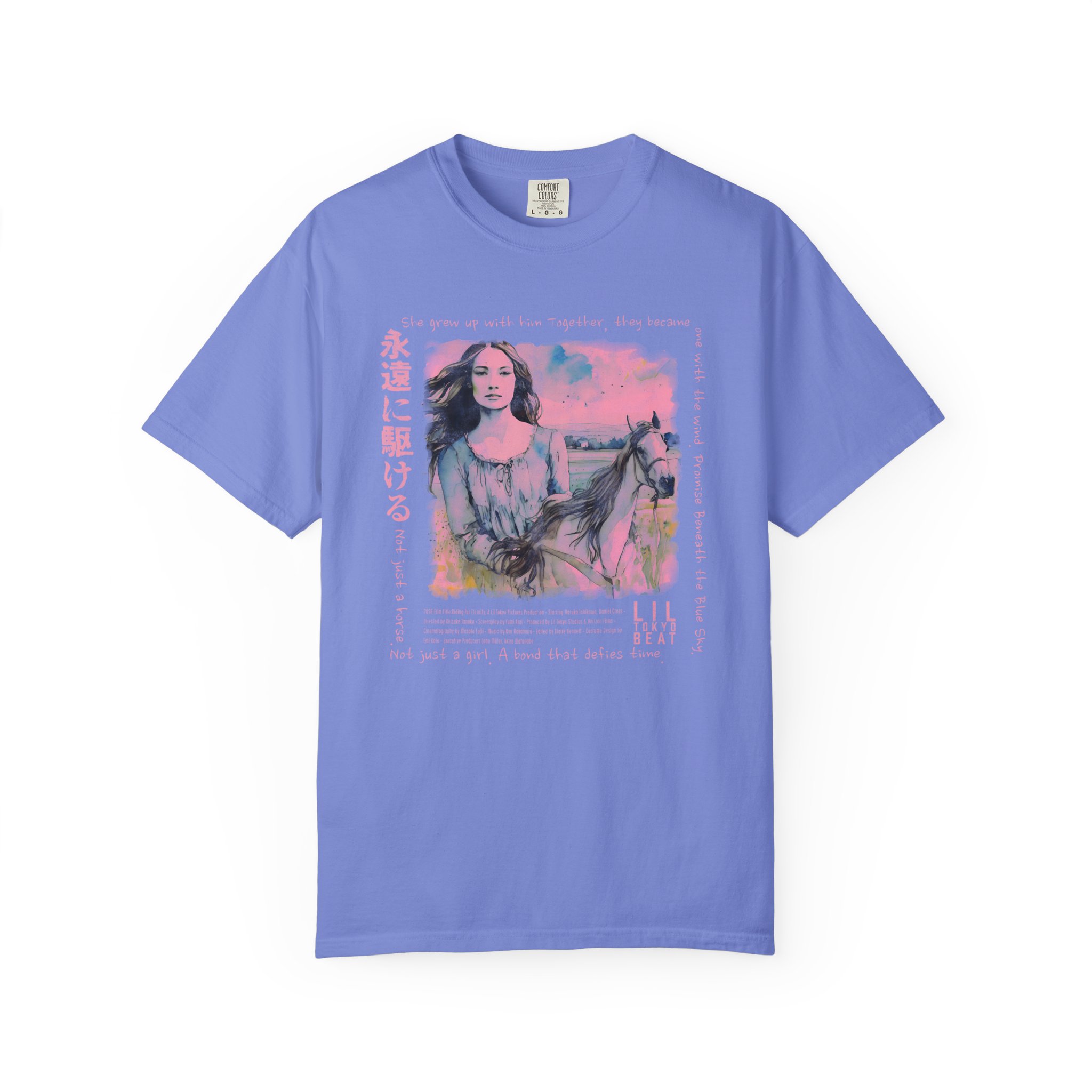 Blue Sky Bond T-Shirt | Girl & Horse Cinematic Japanese Art Tee - Image 7