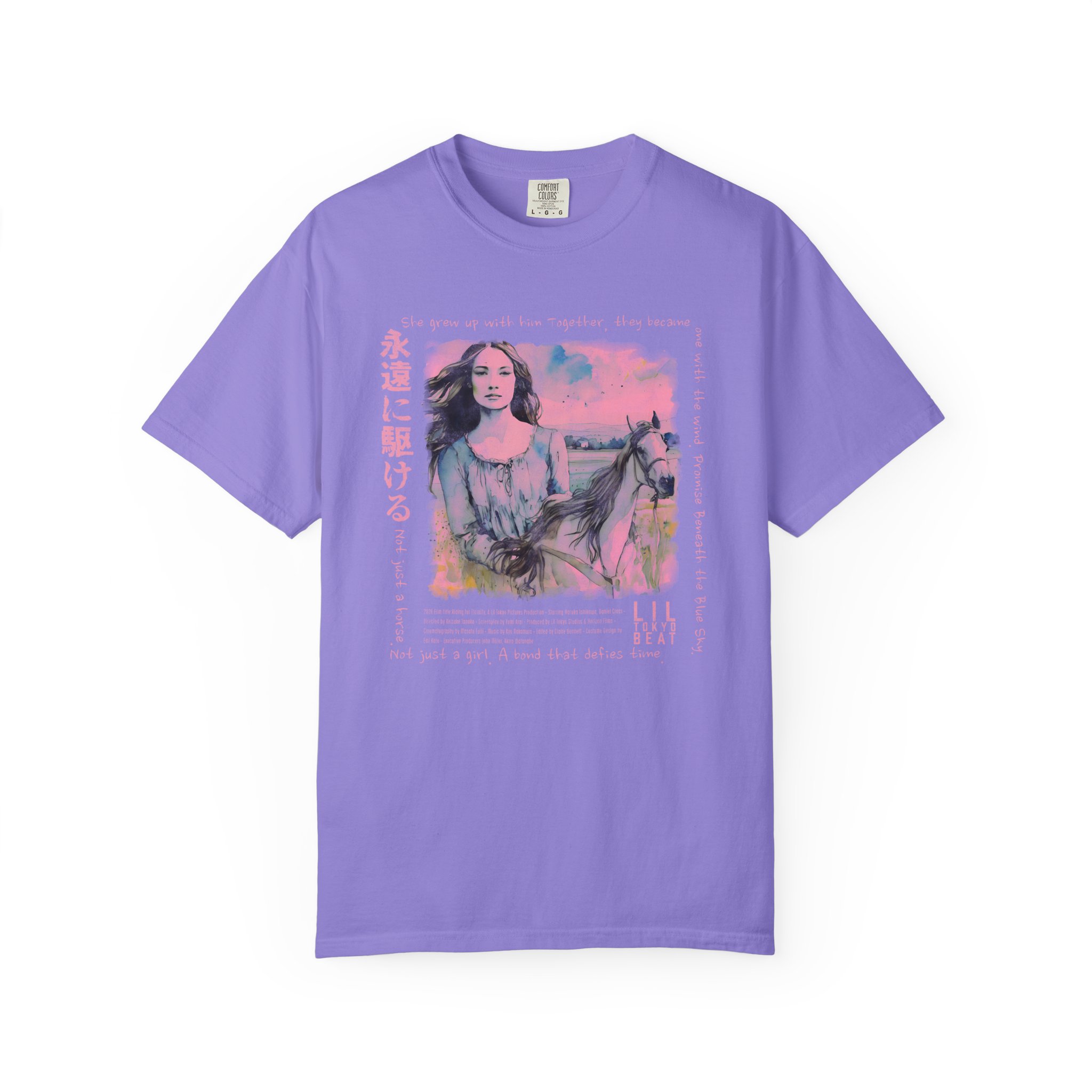 Blue Sky Bond T-Shirt | Girl & Horse Cinematic Japanese Art Tee - Image 9