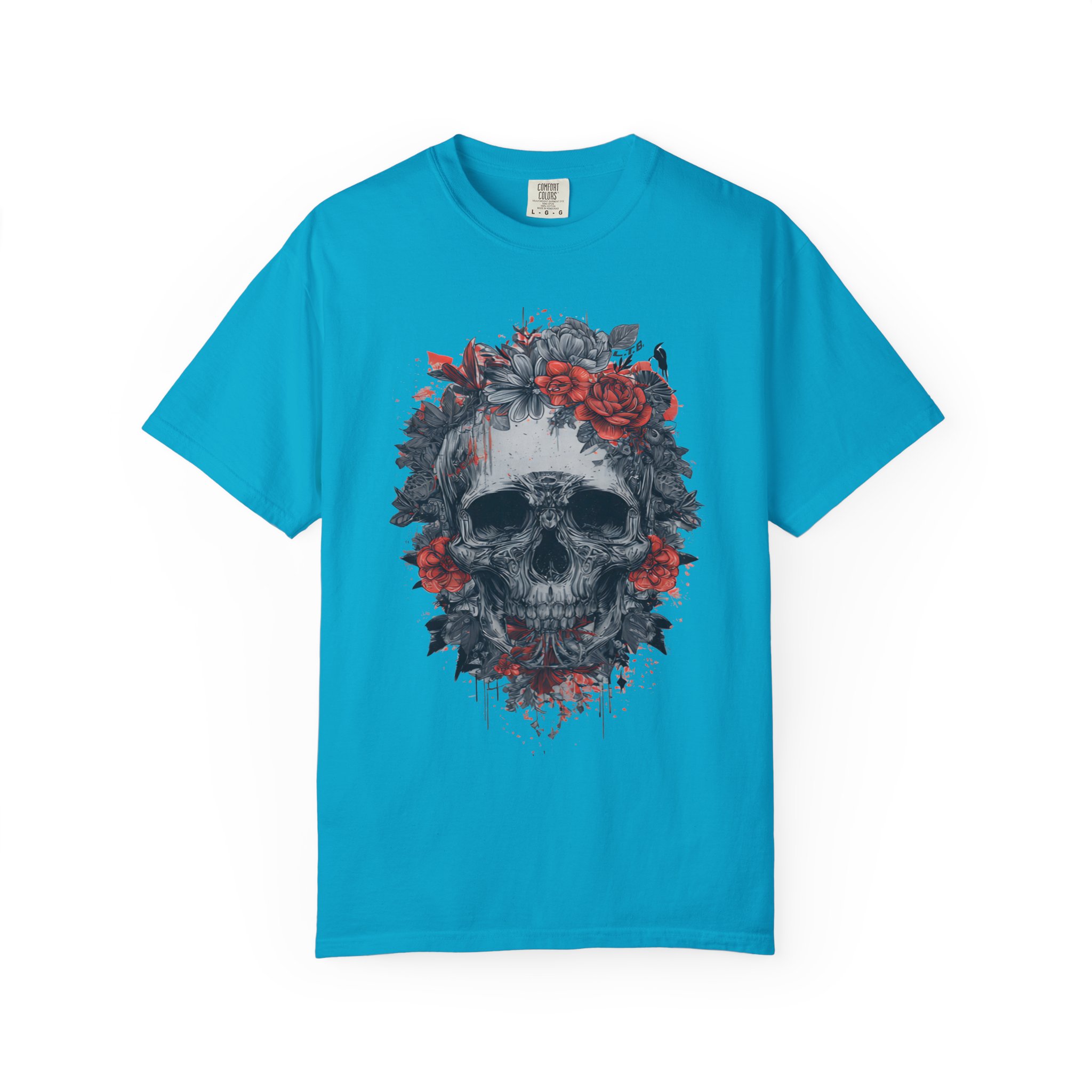 Red Rose Skull T-Shirt | Gothic Floral Streetwear Graphic Tee - Image 14