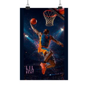 Basketball Player Dunk Poster – Dynamic Slam Dunk Sports Wall Art