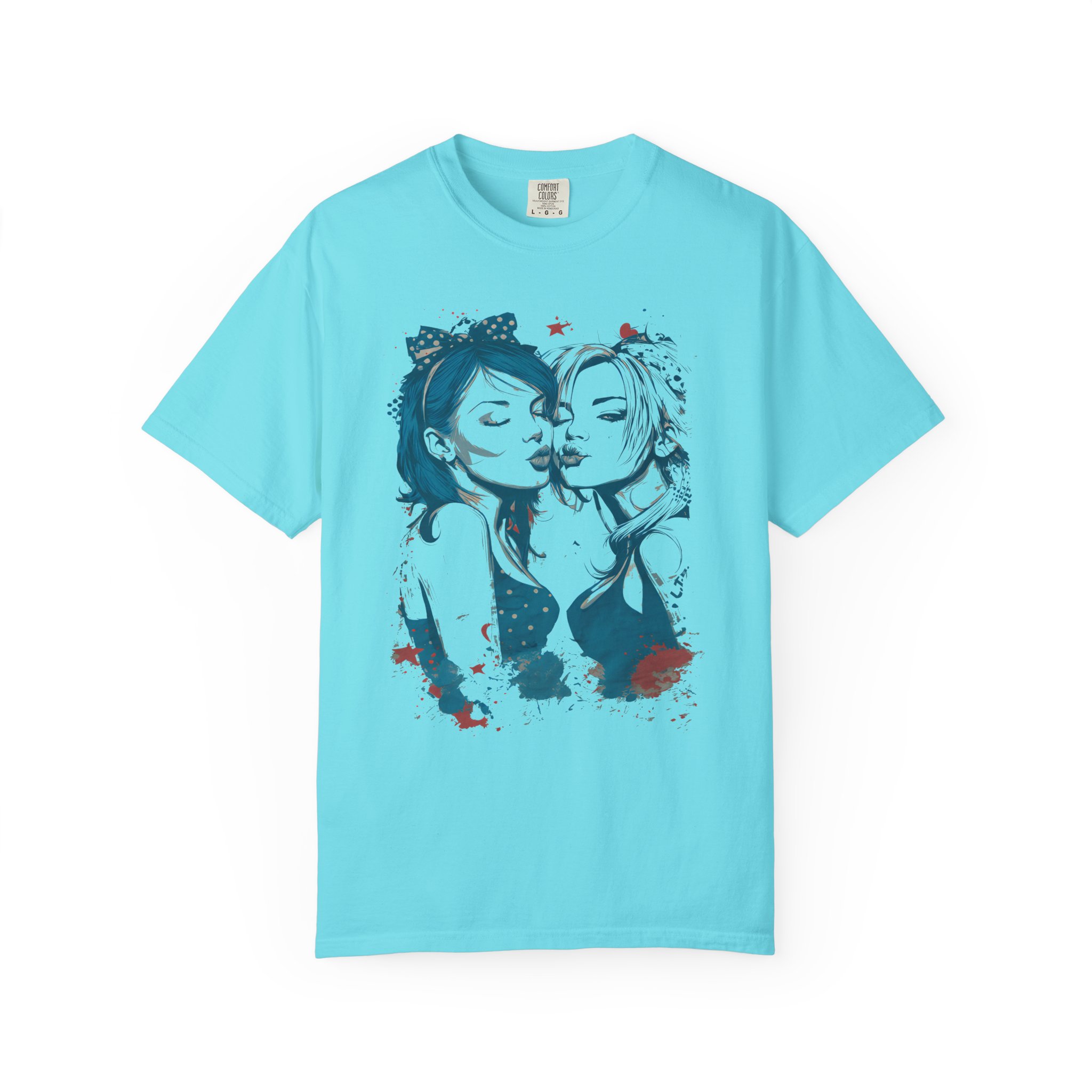 Playful Girls Graphic Portrait T-Shirt | Pop Art Air Kiss Streetwear Tee - Image 7