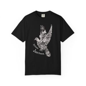 No Drama Just Peace T-Shirt – Dove Collage Graphic Tee for Streetwear
