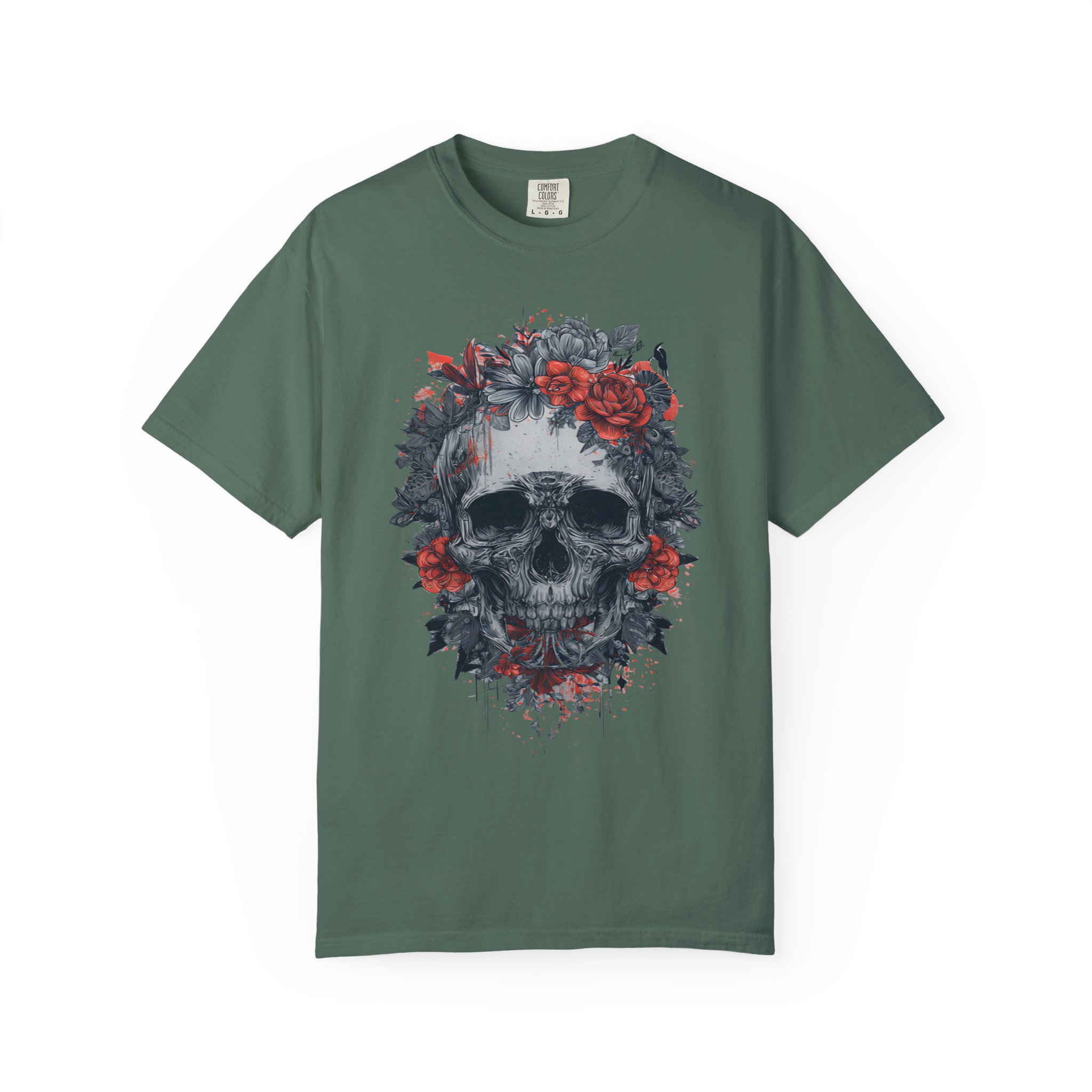 Red Rose Skull T-Shirt | Gothic Floral Streetwear Graphic Tee - Image 8