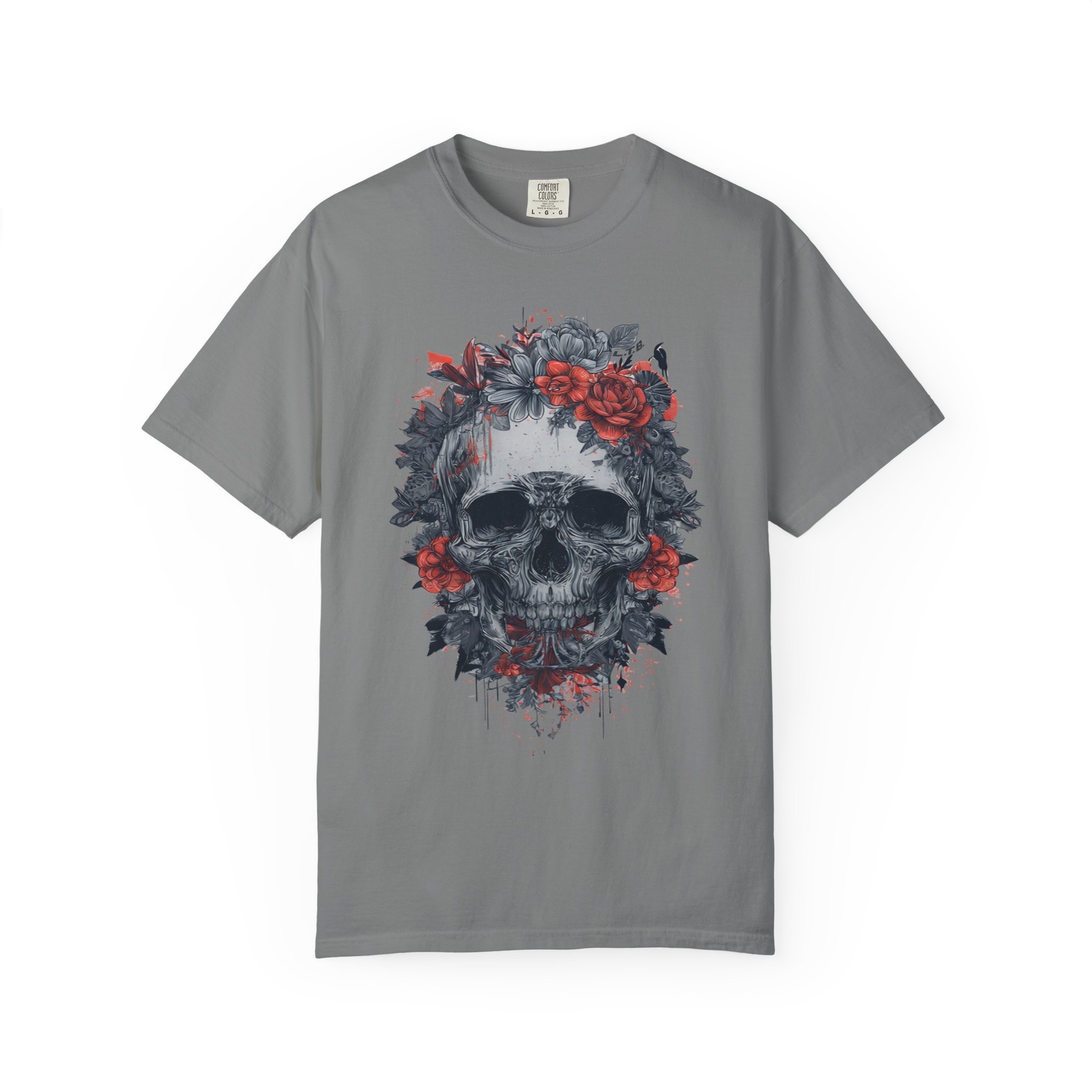 Red Rose Skull T-Shirt | Gothic Floral Streetwear Graphic Tee - Image 11