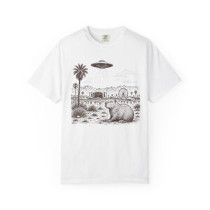 Festival Capybara UFO T-Shirt | Surreal Desert Scene Streetwear Tee