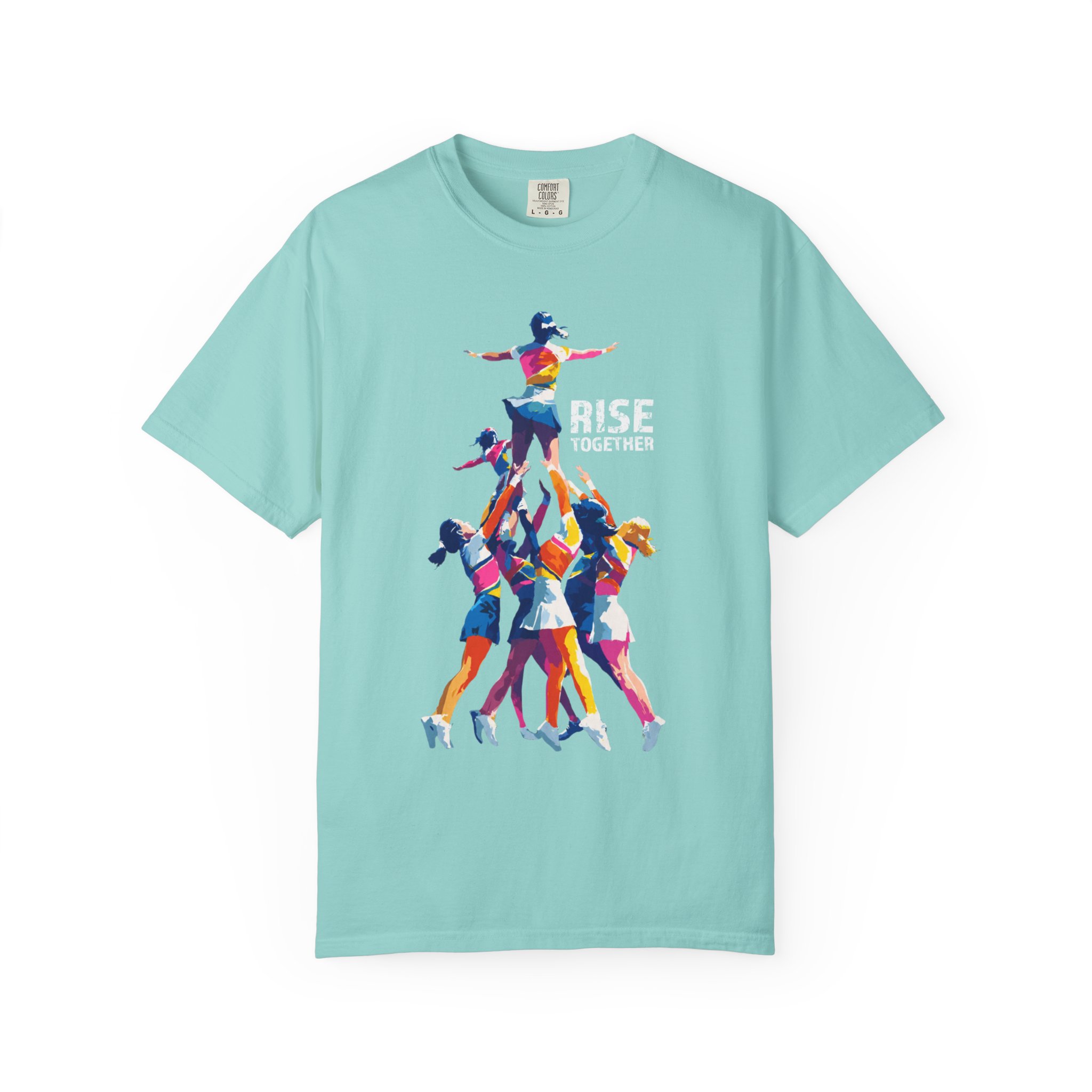 Rise Together T-Shirt — Colorful Cheerleading Pyramid Unity Streetwear Tee - Image 5