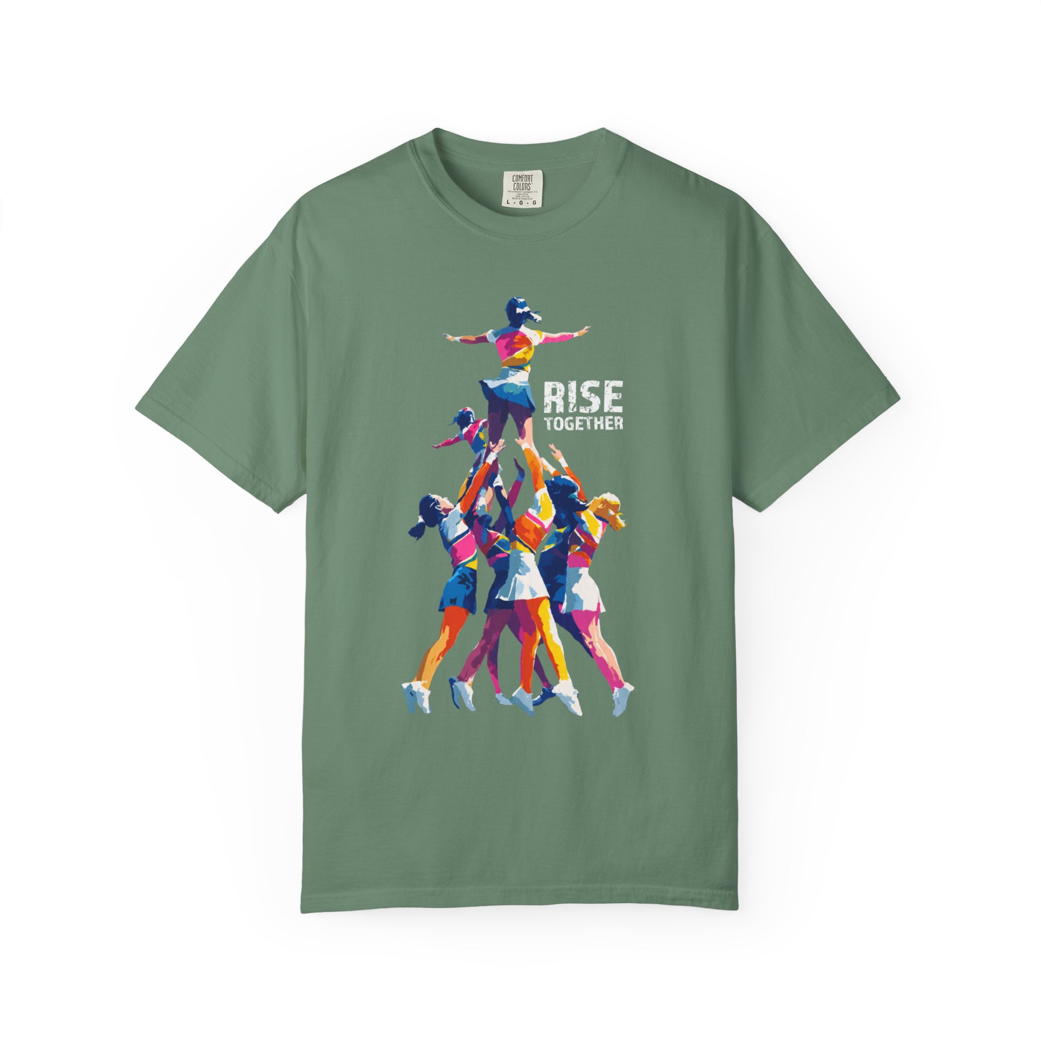 Rise Together T-Shirt — Colorful Cheerleading Pyramid Unity Streetwear Tee - Image 6