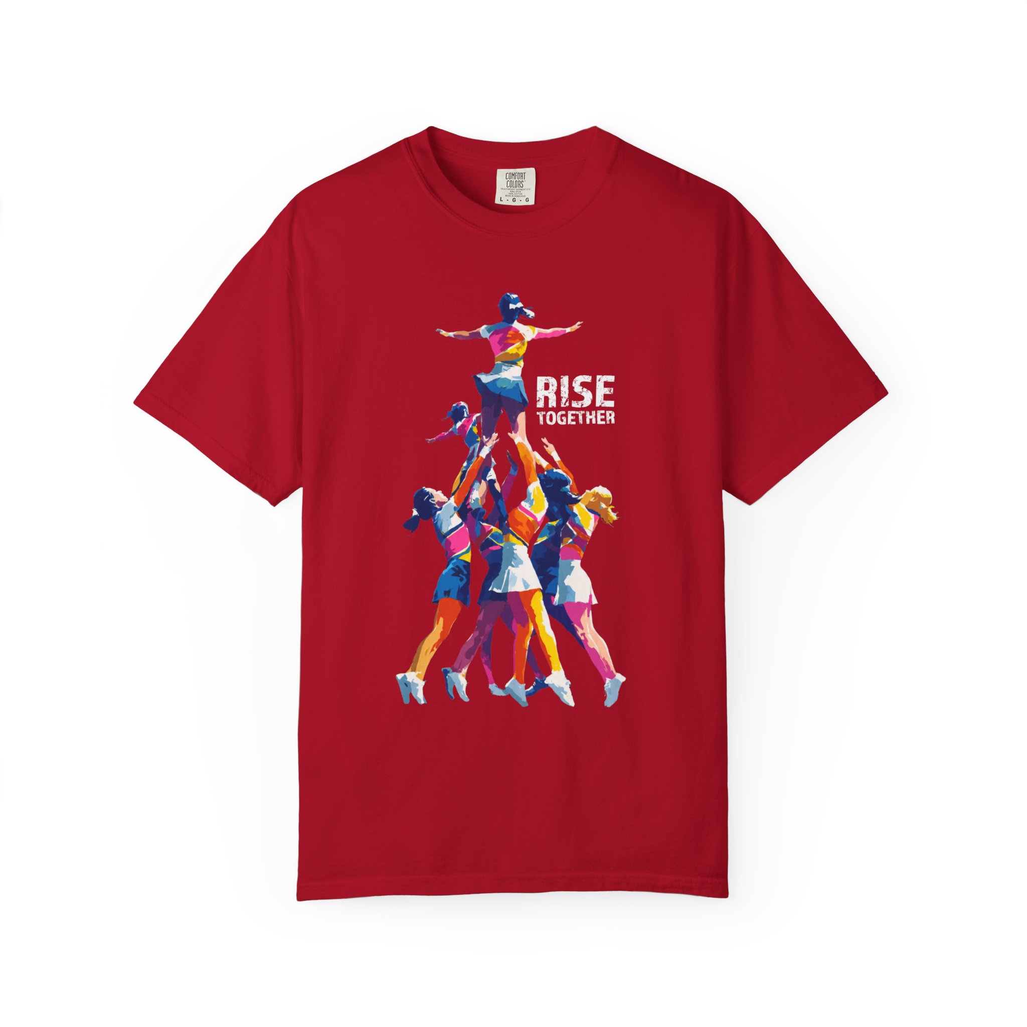 Rise Together T-Shirt — Colorful Cheerleading Pyramid Unity Streetwear Tee - Image 15