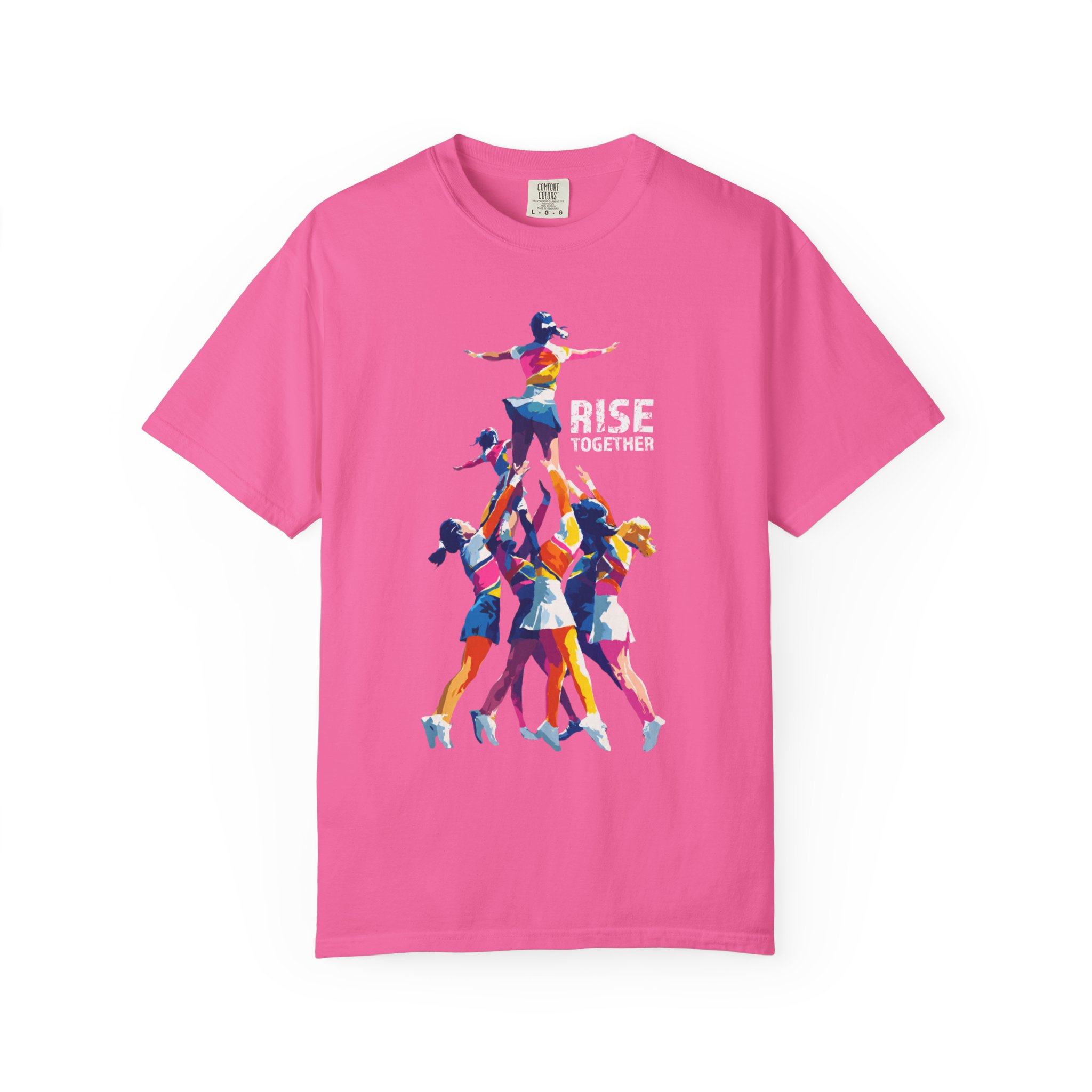 Rise Together T-Shirt — Colorful Cheerleading Pyramid Unity Streetwear Tee - Image 12