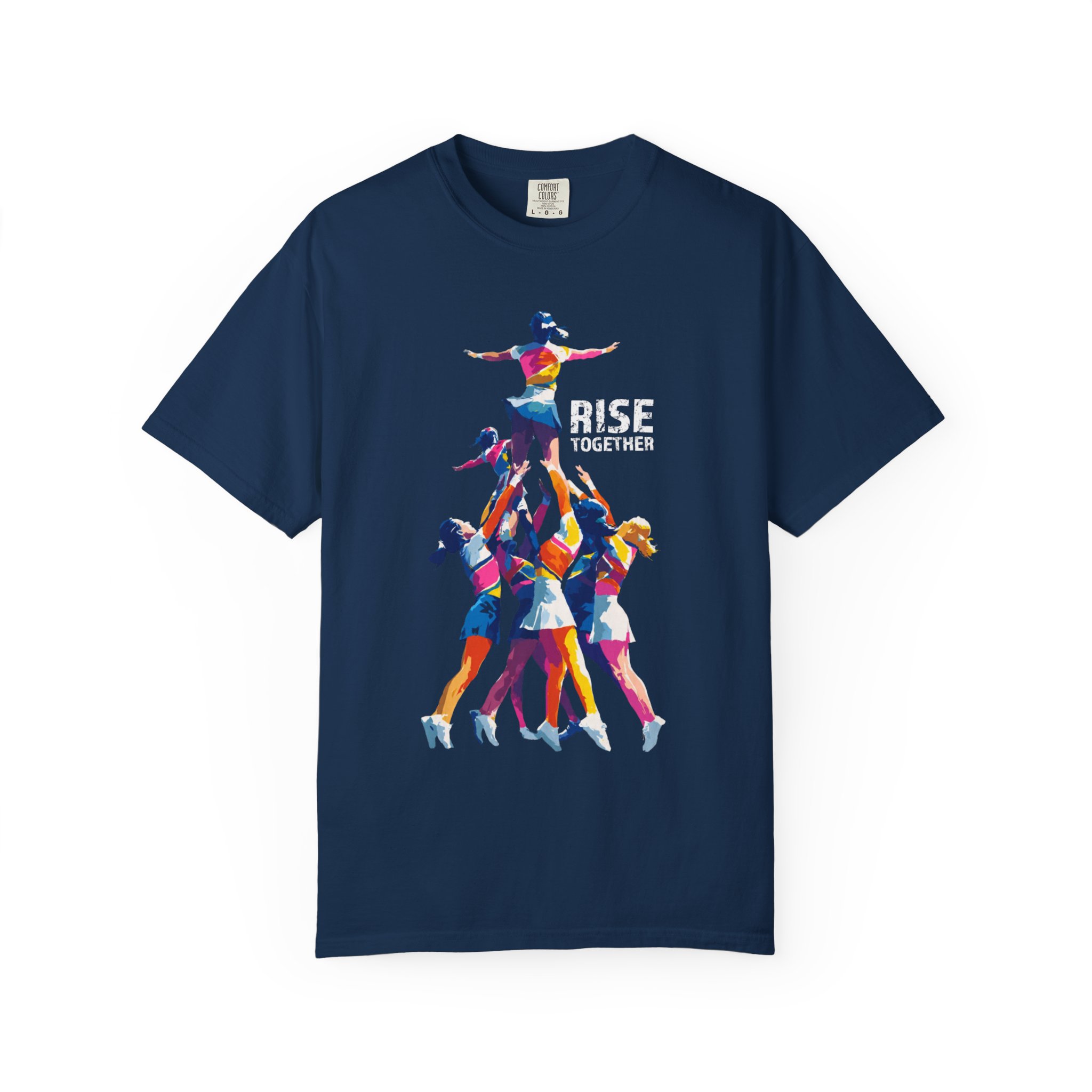 Rise Together T-Shirt — Colorful Cheerleading Pyramid Unity Streetwear Tee - Image 10