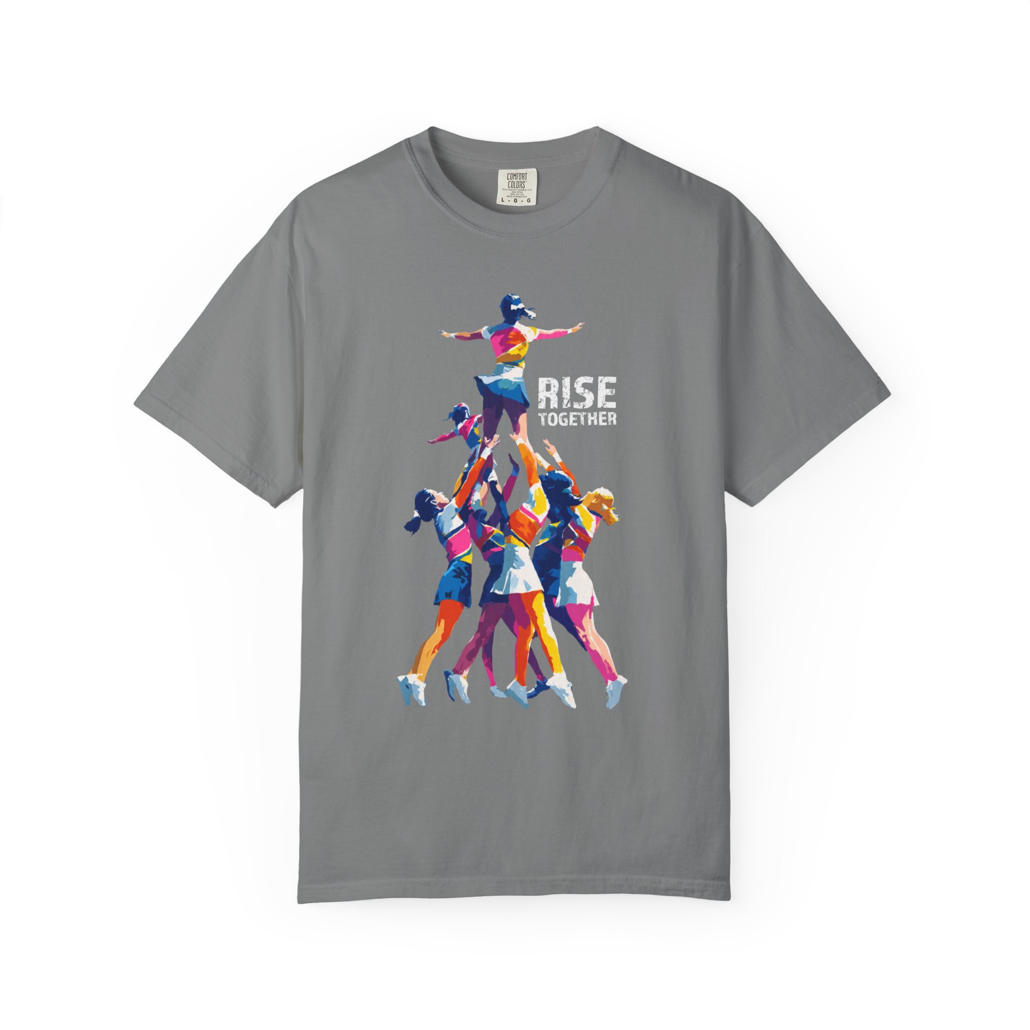 Rise Together T-Shirt — Colorful Cheerleading Pyramid Unity Streetwear Tee